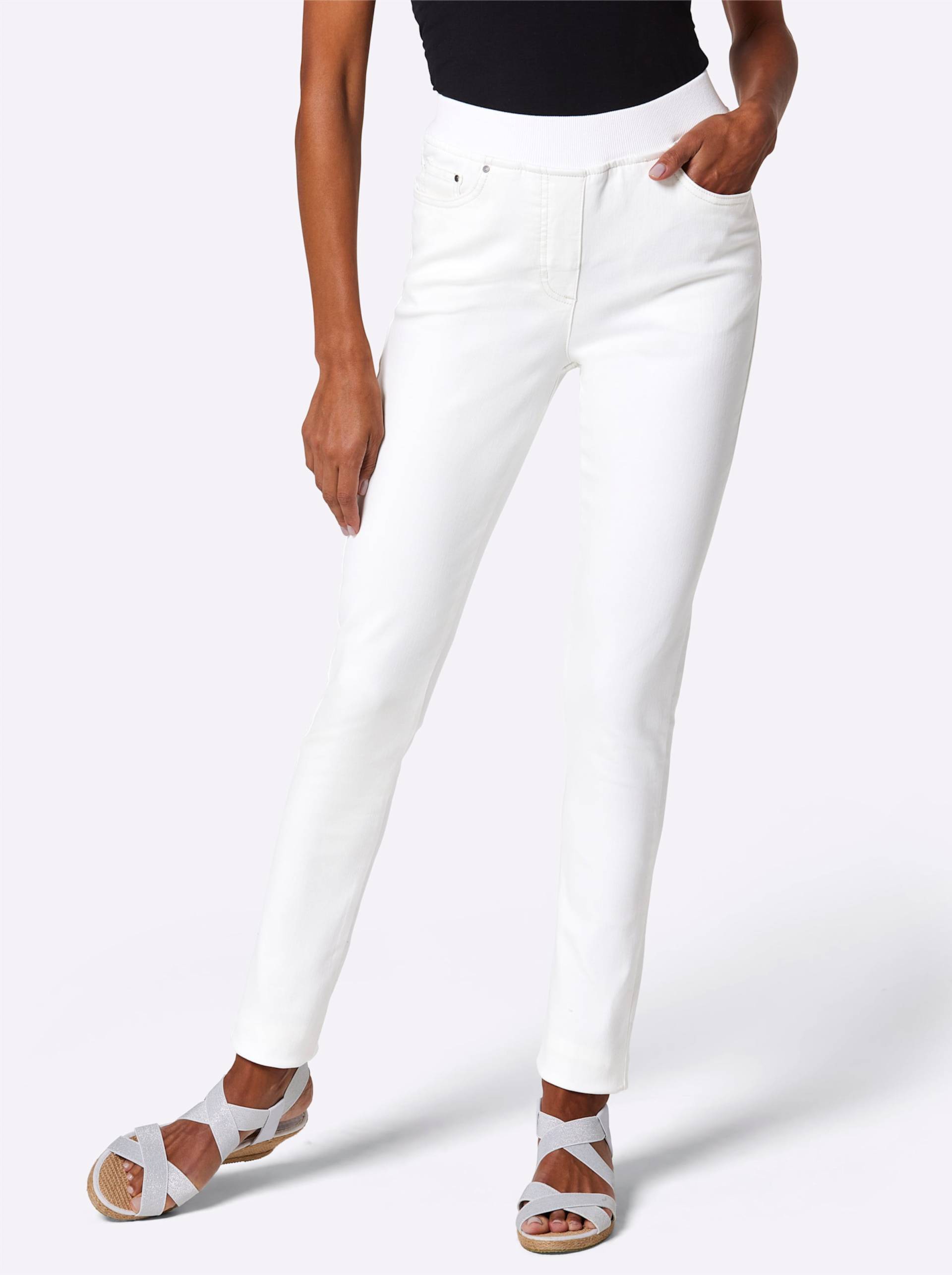 Baumwoll-Lyocell-Jeans in weiss von CREATION L PREMIUM