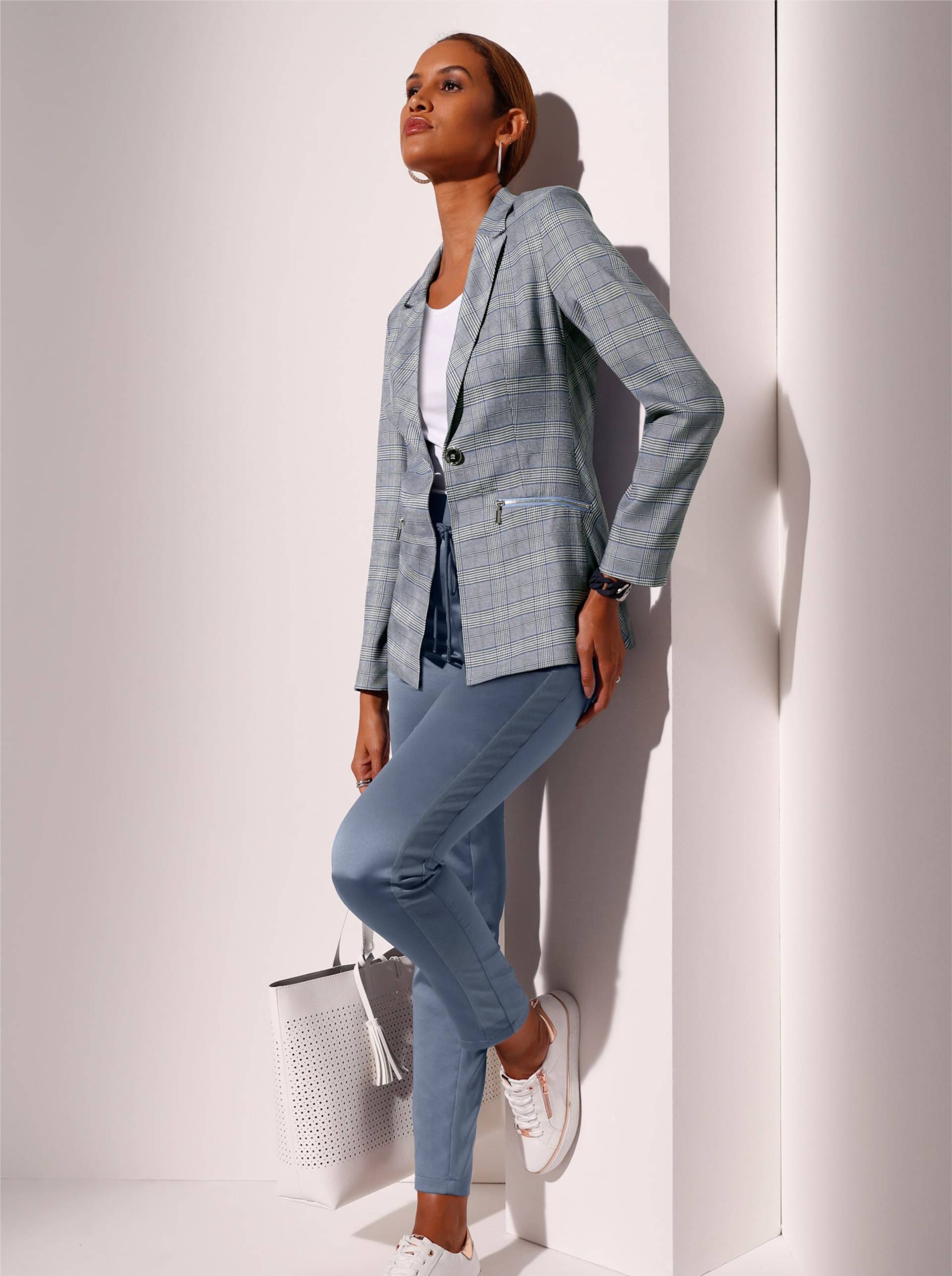 Blazer in rauchblau-himmelblau-kariert von heine