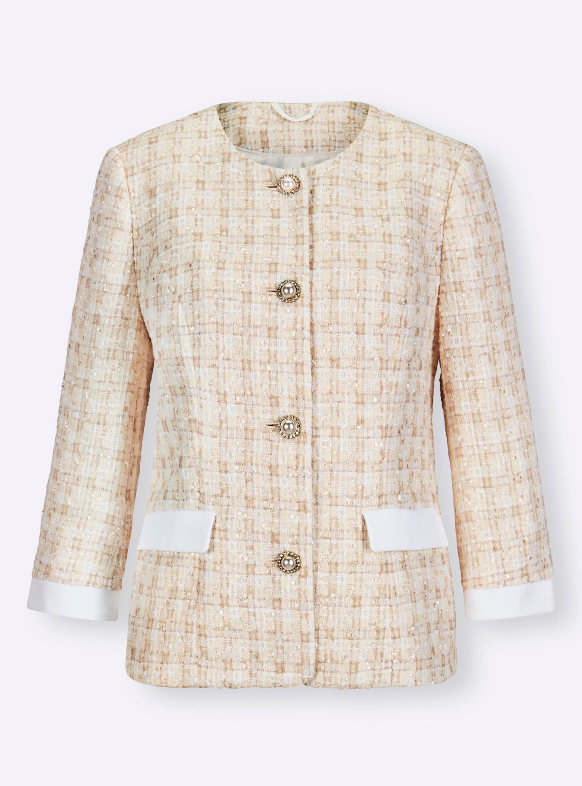 Bouclé-Blazer in ecru-cognac-meliert von heine