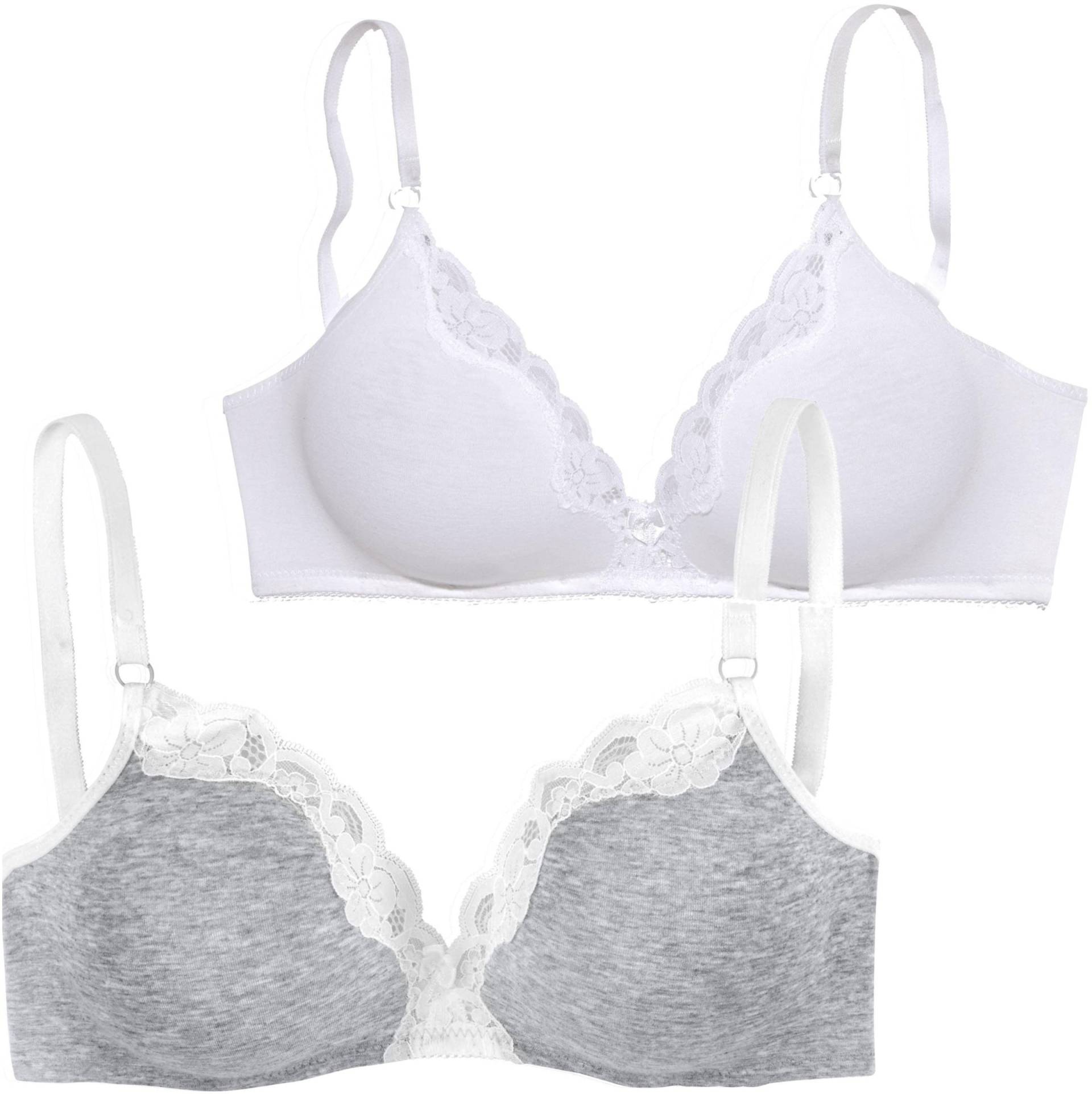 Bralette-BH in hellgrau-meliert+ weiss von petite fleur