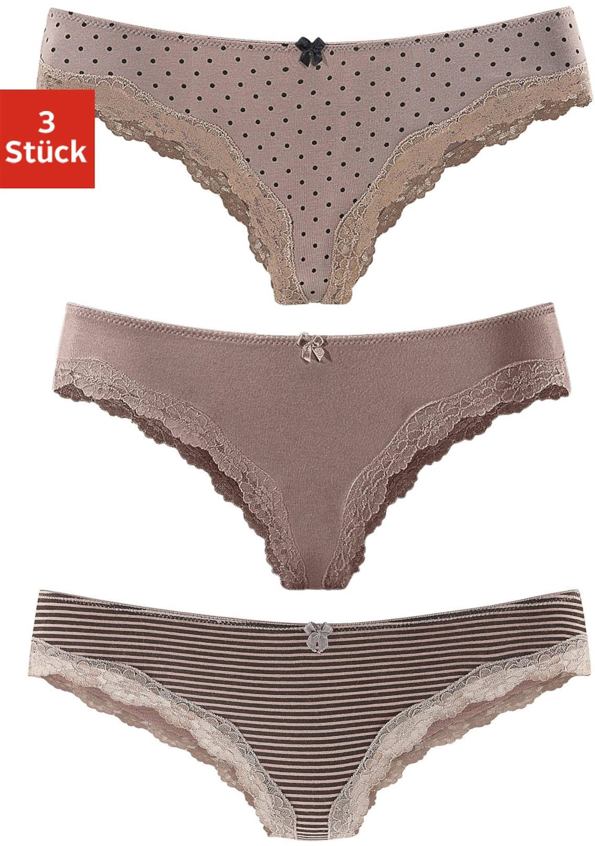 Brasilslip in taupe-uni, gepunktet, gestreift von LASCANA