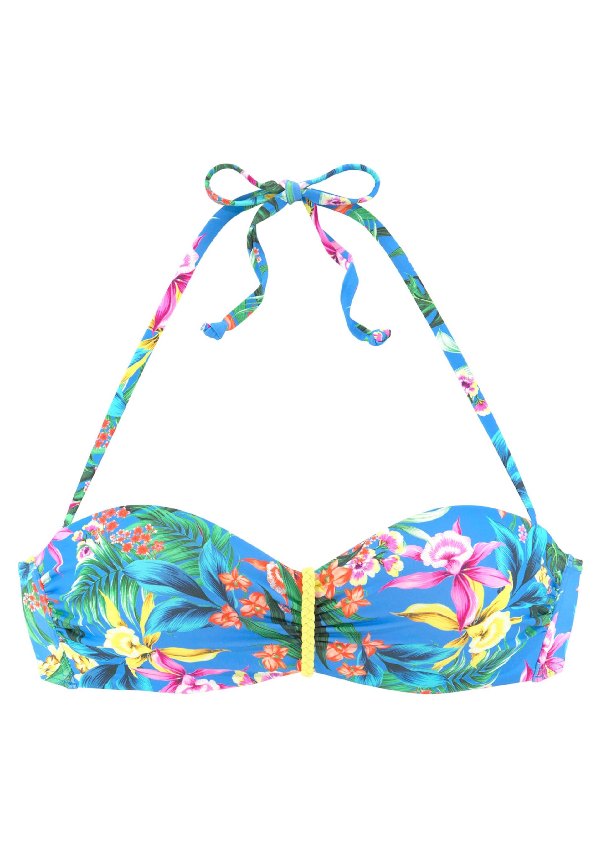 Bügel-Bandeau-Bikini-Top in blau-bedruckt von Venice Beach