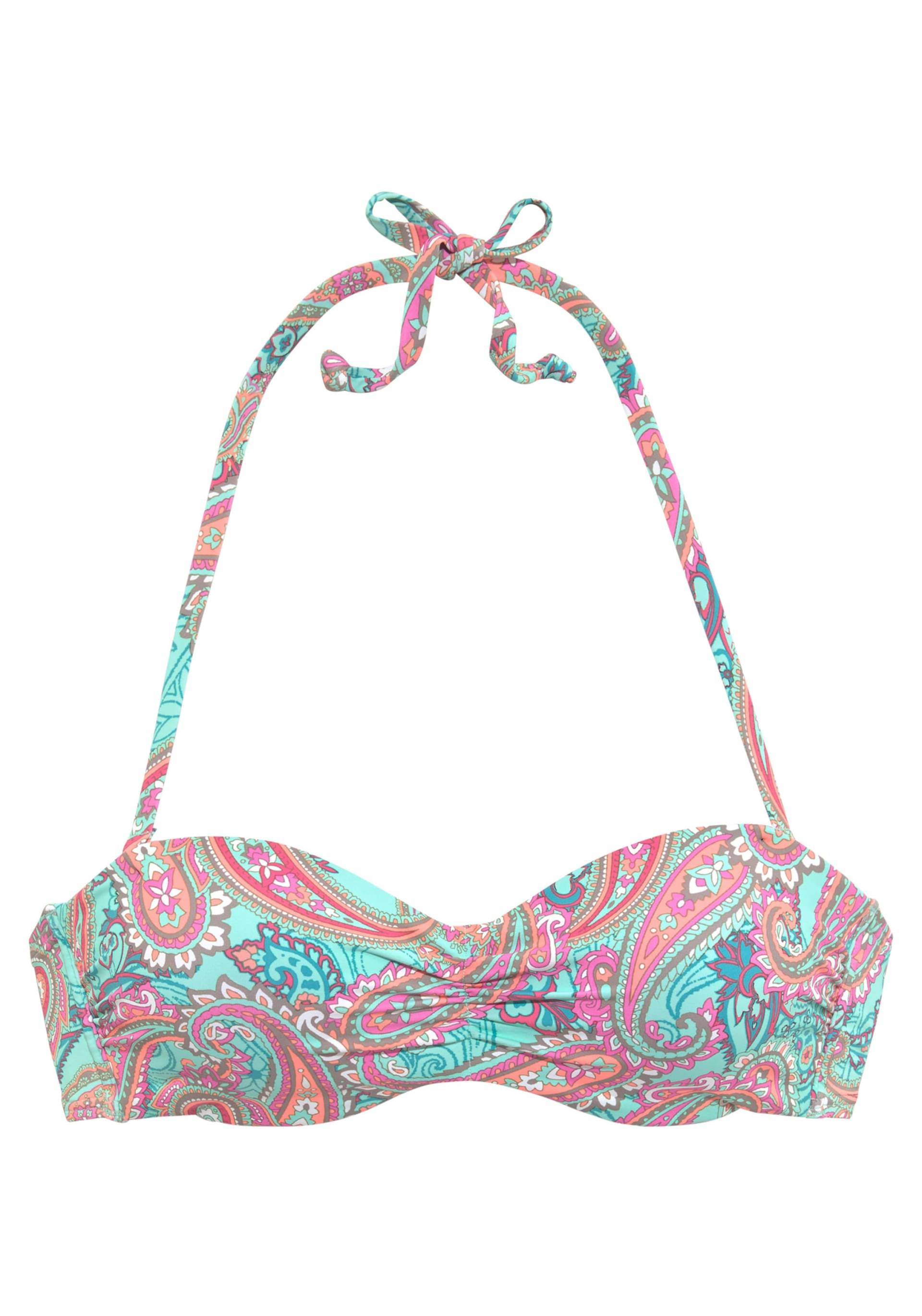 Bügel-Bandeau-Bikini-Top in mint-bedruckt von Venice Beach