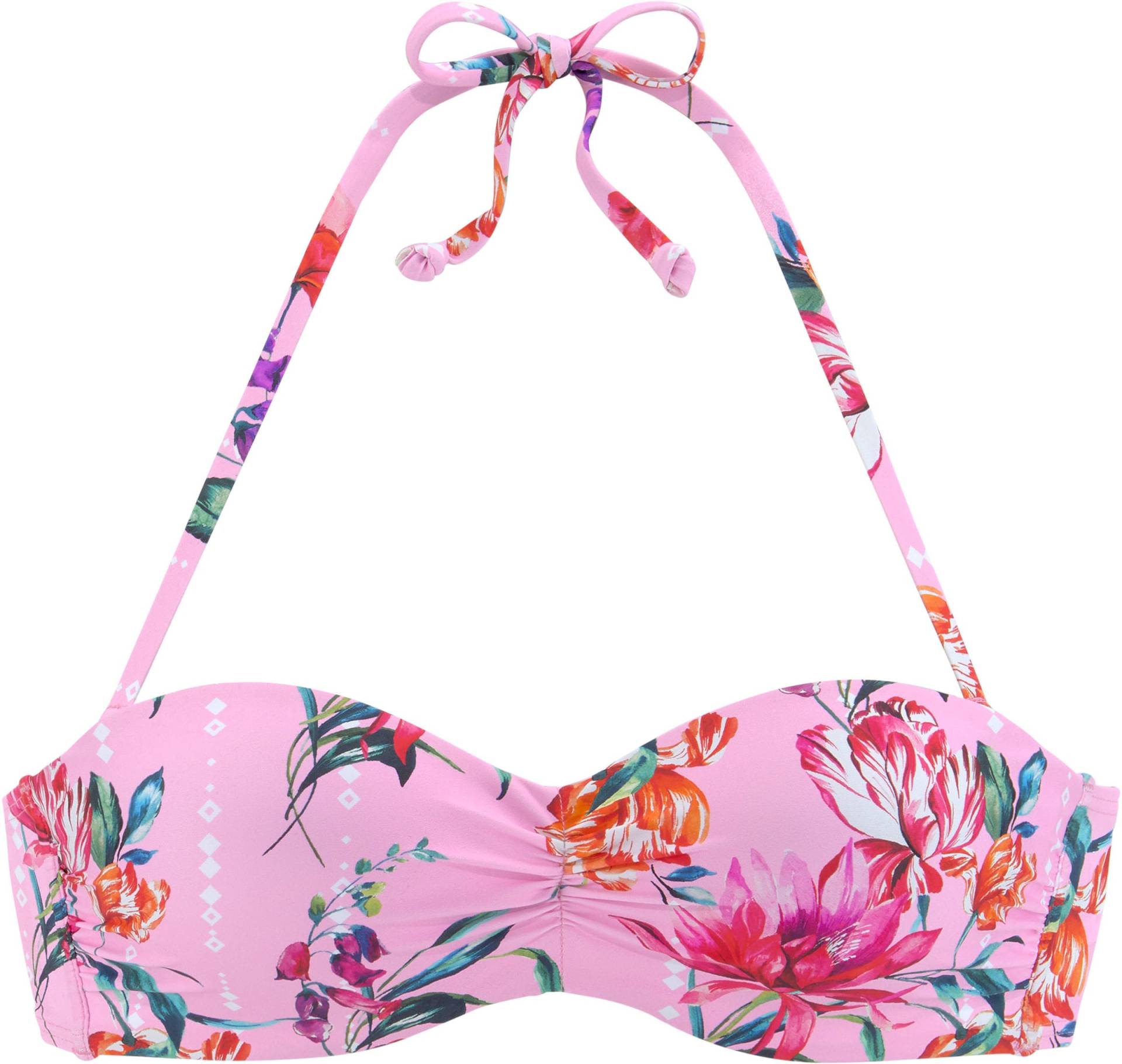 Bügel-Bandeau-Bikini-Top in rosa-bedruckt von Sunseeker
