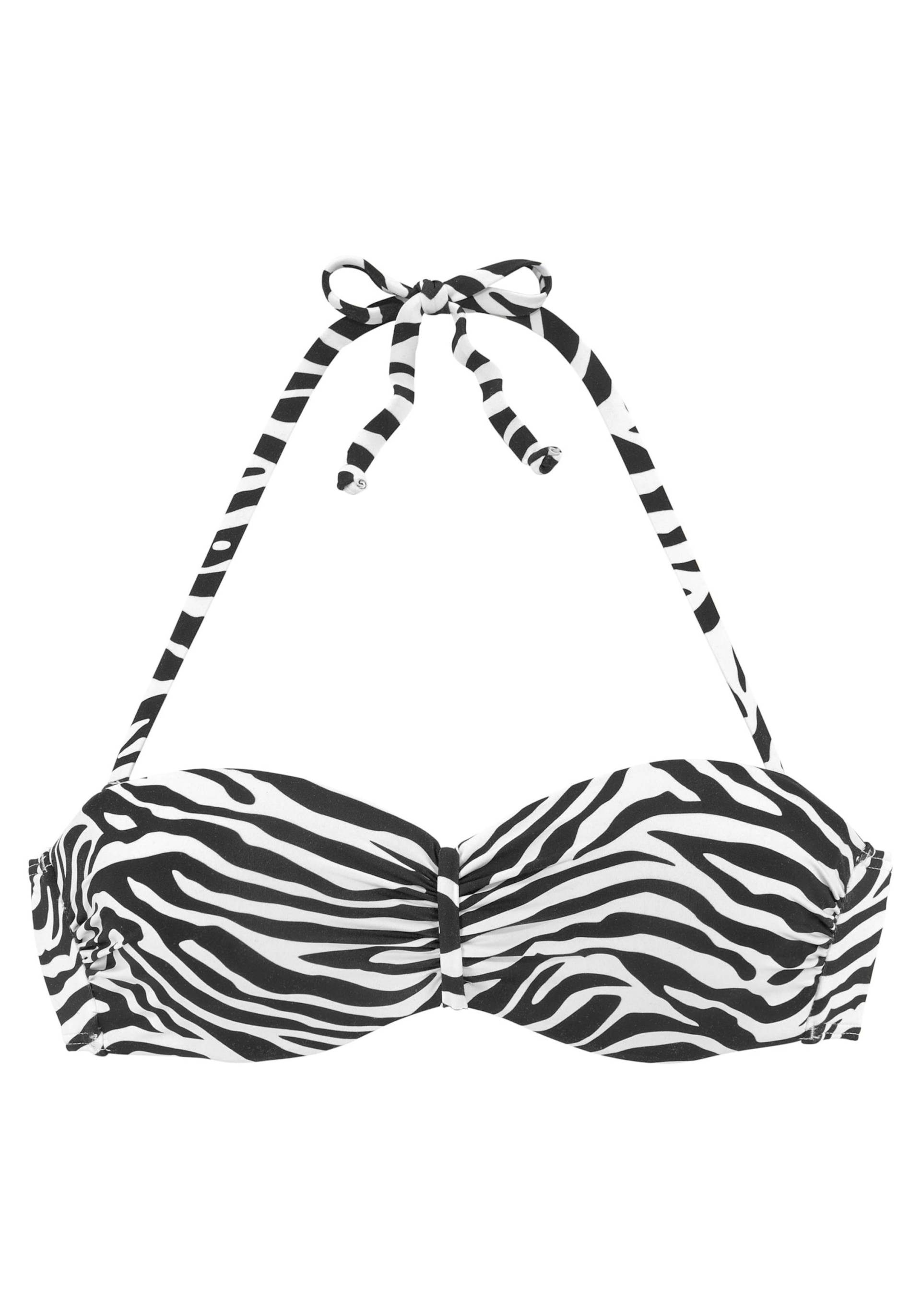 Bügel-Bandeau-Bikini-Top in schwarz-weiss von Venice Beach