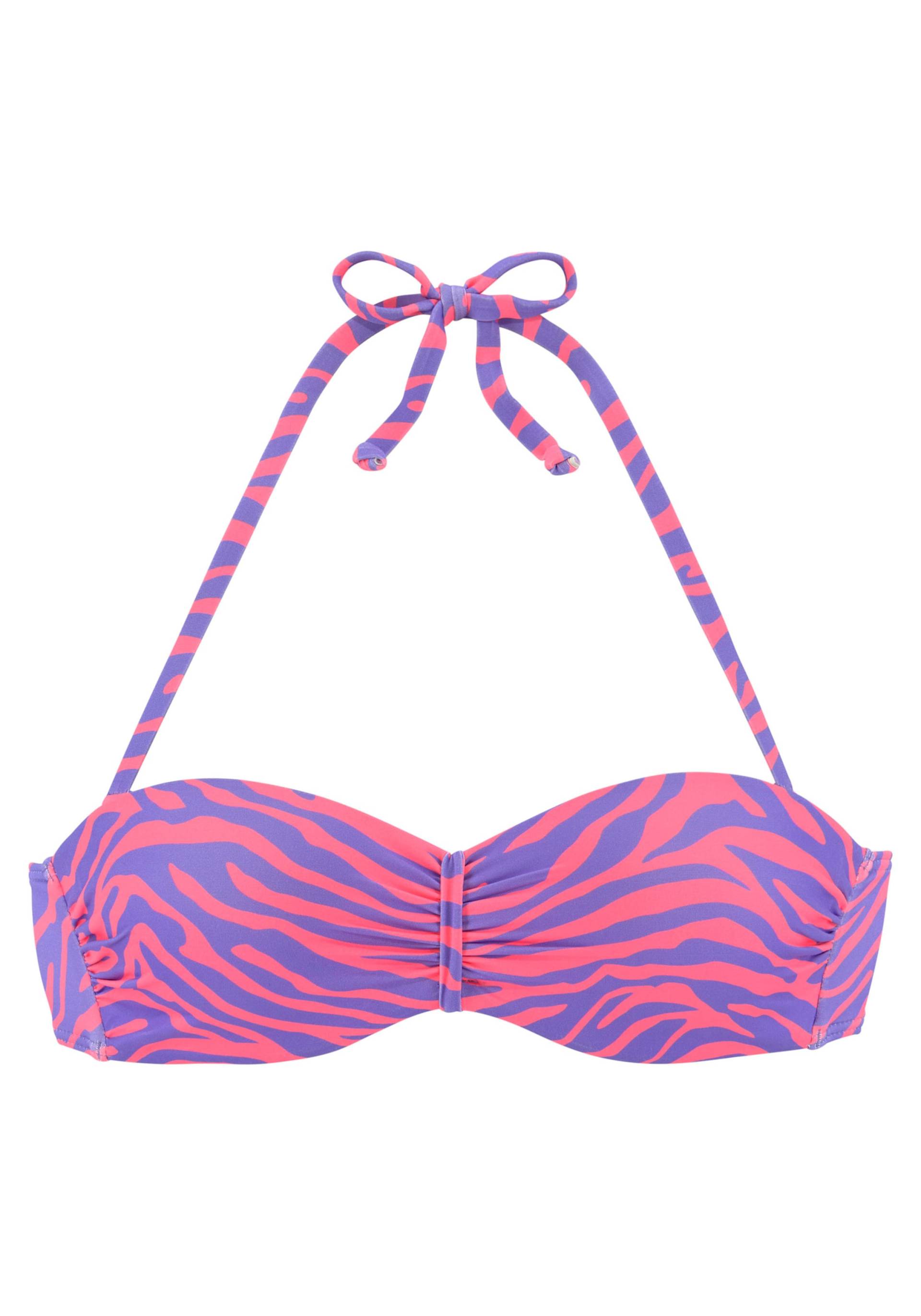 Bügel-Bandeau-Bikini-Top in violett-koralle von Venice Beach