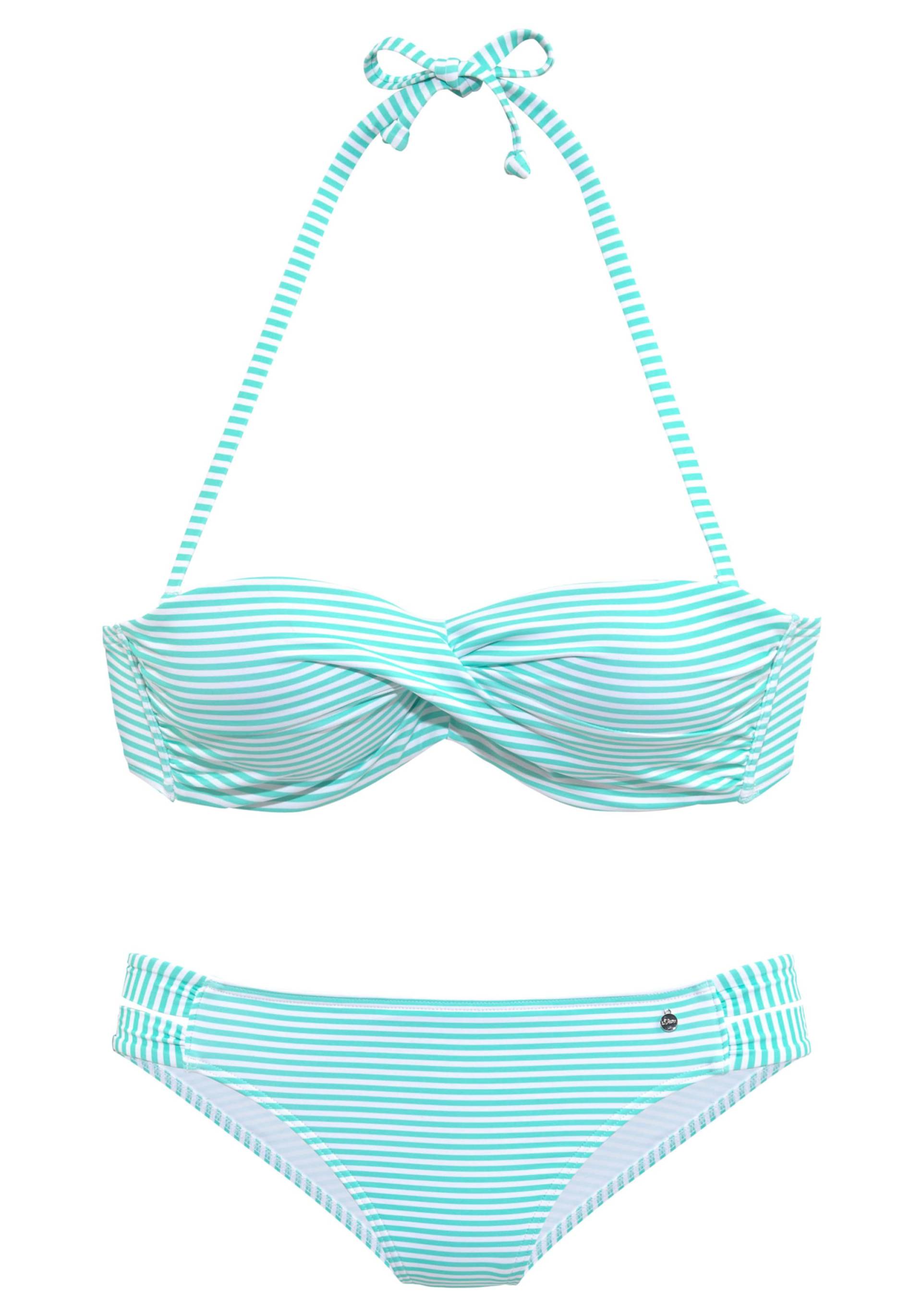 Bügel-Bandeau-Bikini in mint-weiss von s.Oliver