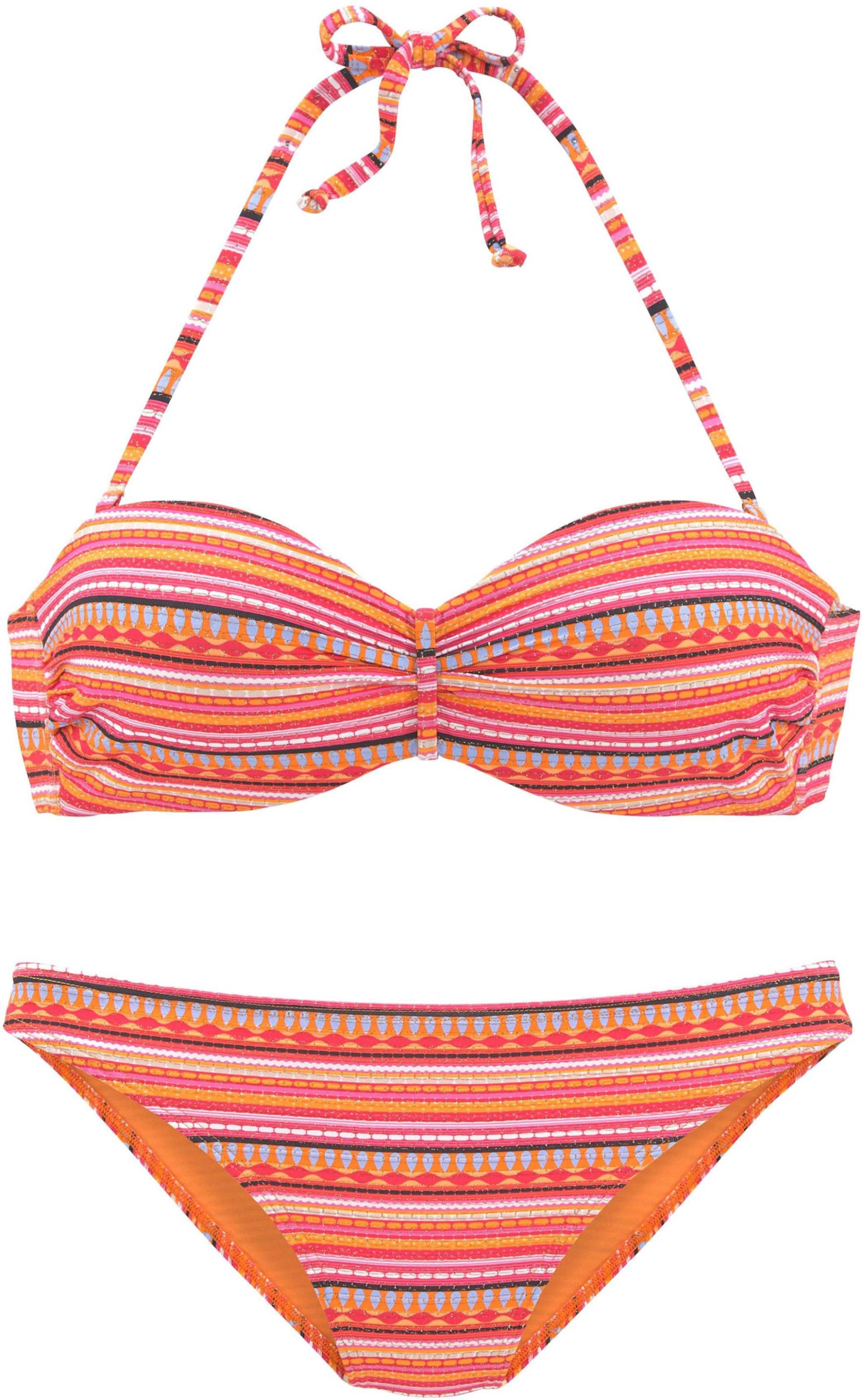 Bügel-Bandeau-Bikini in orange-gestreift von LASCANA