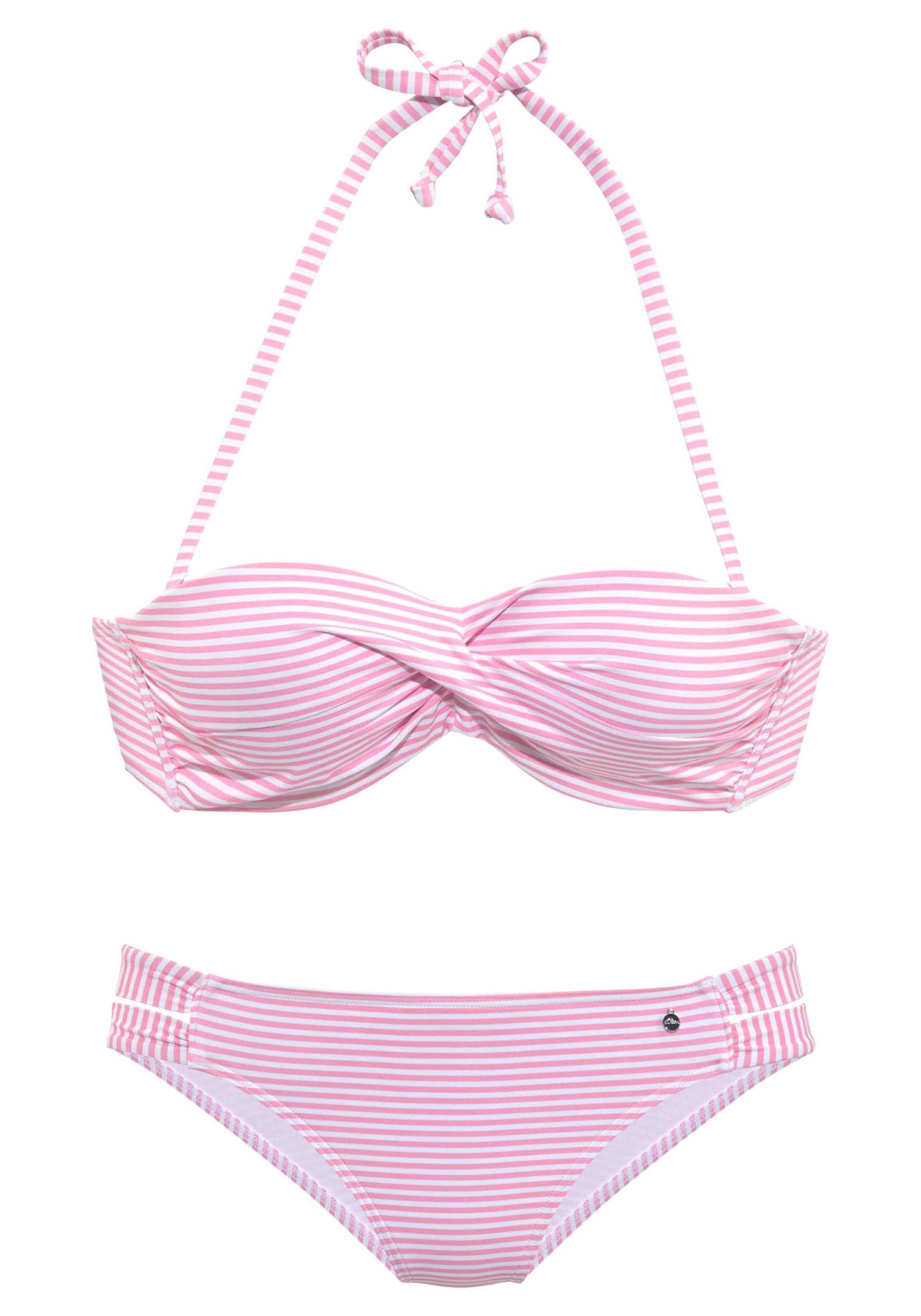 Bügel-Bandeau-Bikini in rosé-weiss von s.Oliver