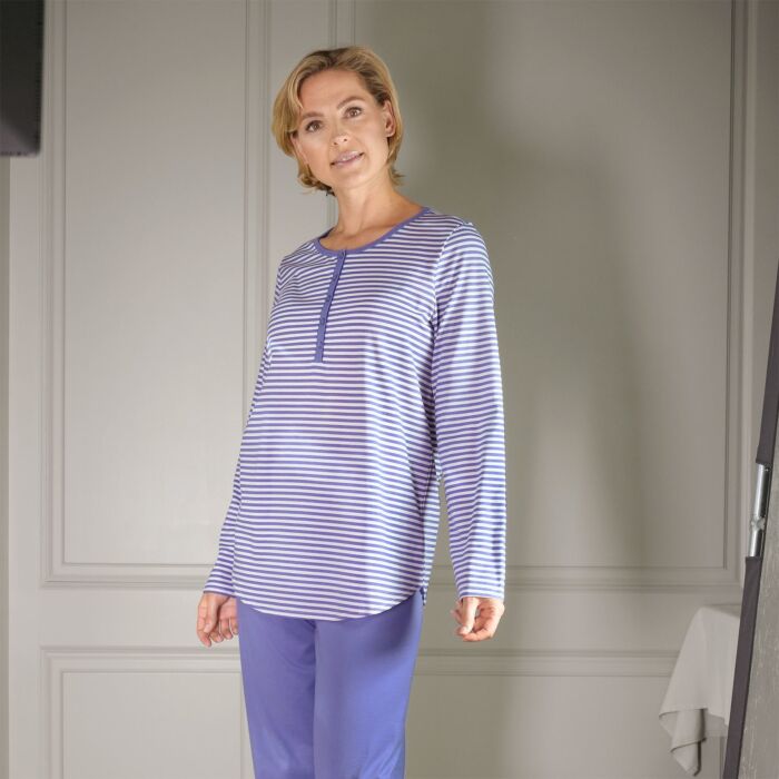 Calida Damen Pyjama lang, blau, S von Calida