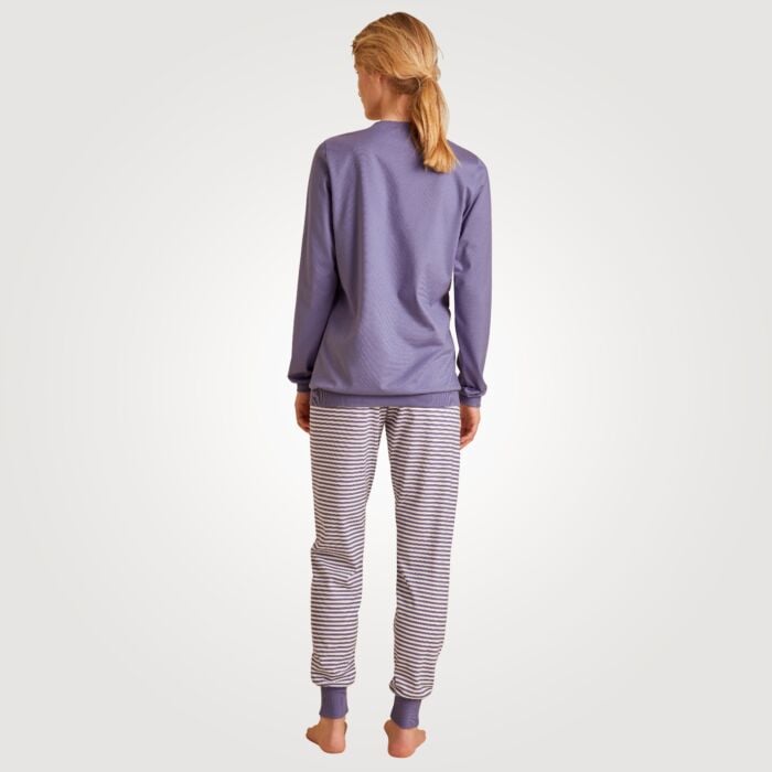 Calida Damen Pyjama lang mit Bördchen, blau, S von Calida