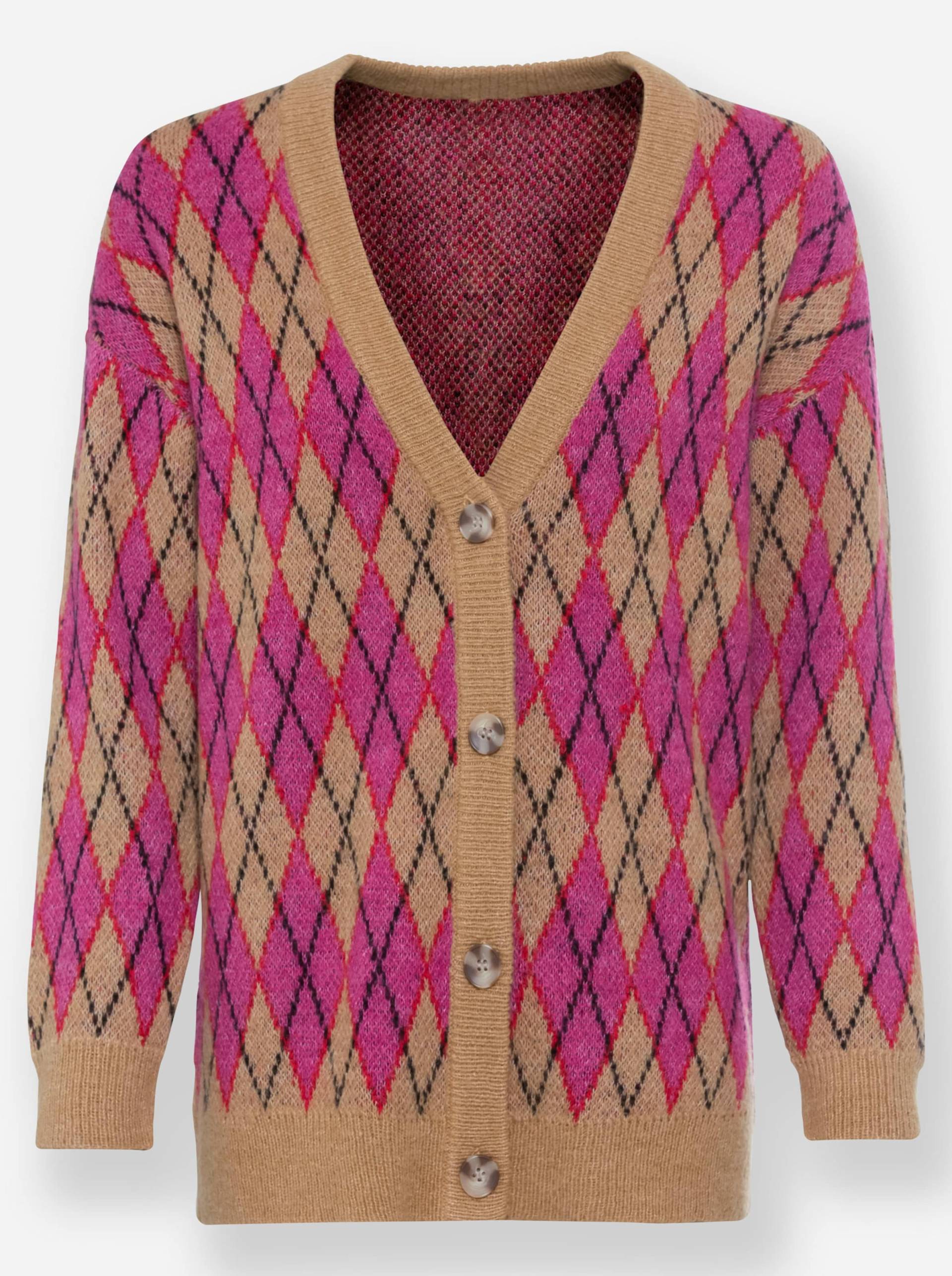 Cardigan in camel-fuchsia-gemustert von heine