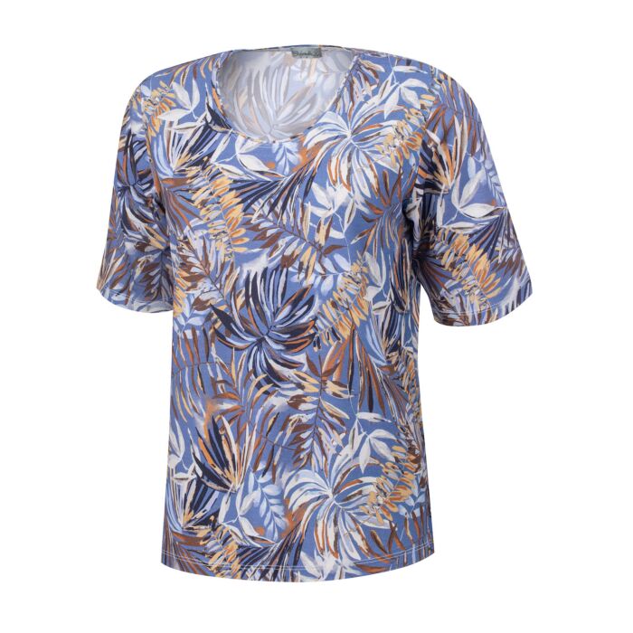 Damen-Shirt mit Blumenprint und Rundhalsausschnitt von Edi Müller