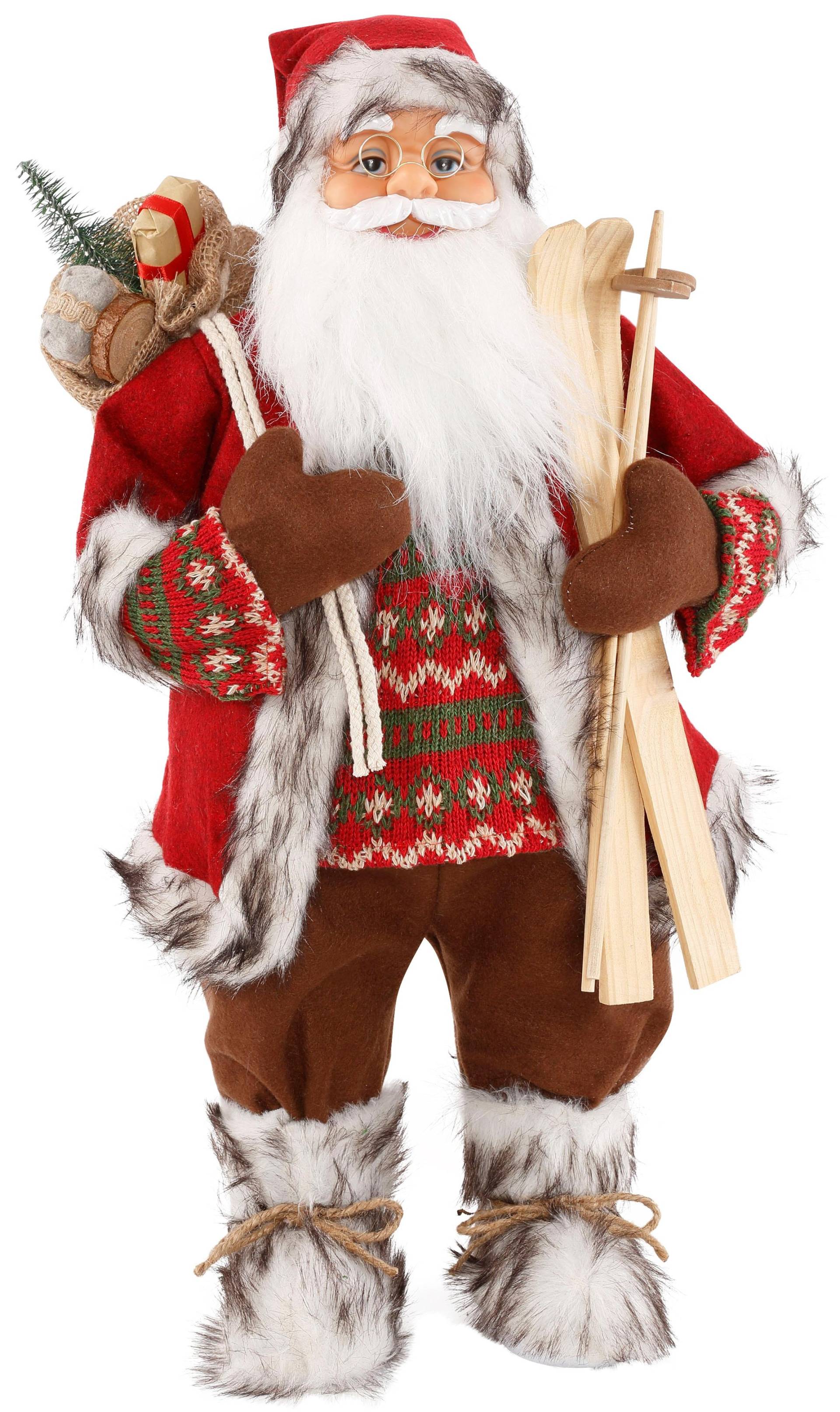 HOSSNER - HOMECOLLECTION Weihnachtsmann »Santa mit Skiern unter dem Arm und Geschenken« von HOSSNER - HOMECOLLECTION