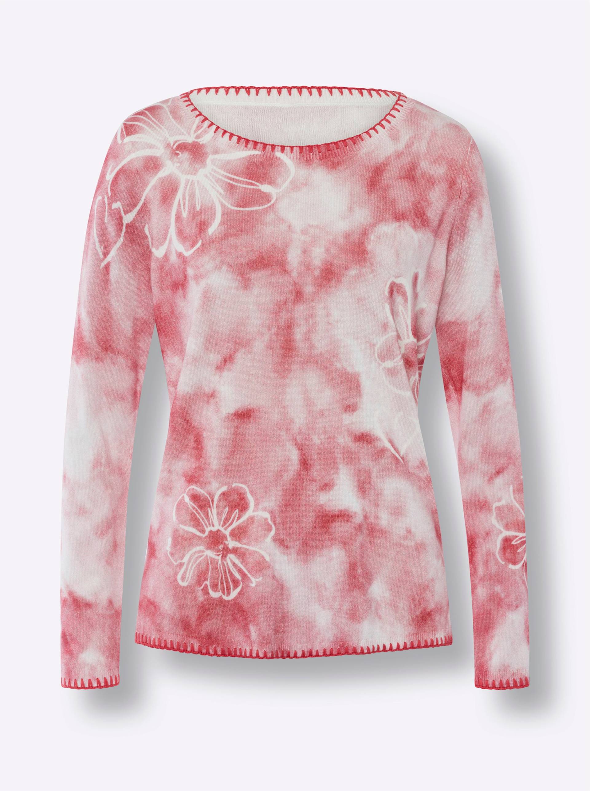 Druck-Pullover in flamingo-hellrosé-bedruckt von heine