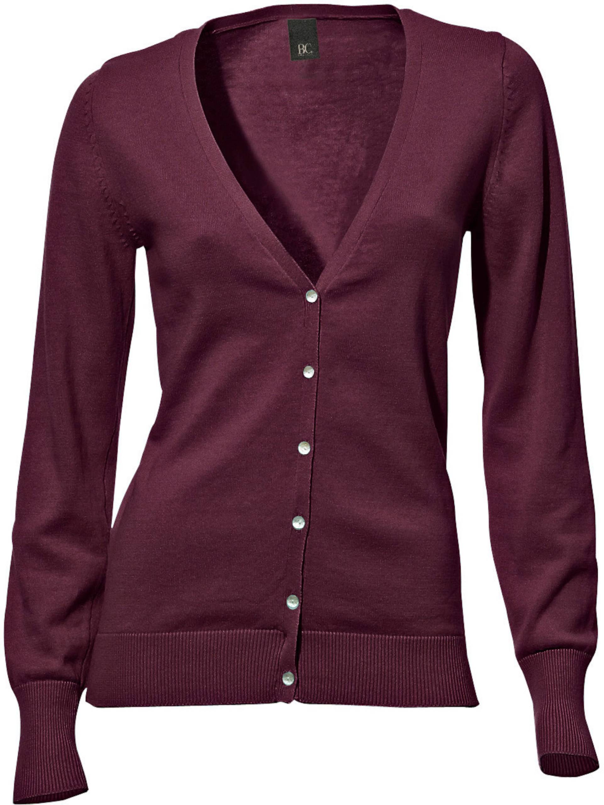 Feinstrickjacke in bordeaux von heine