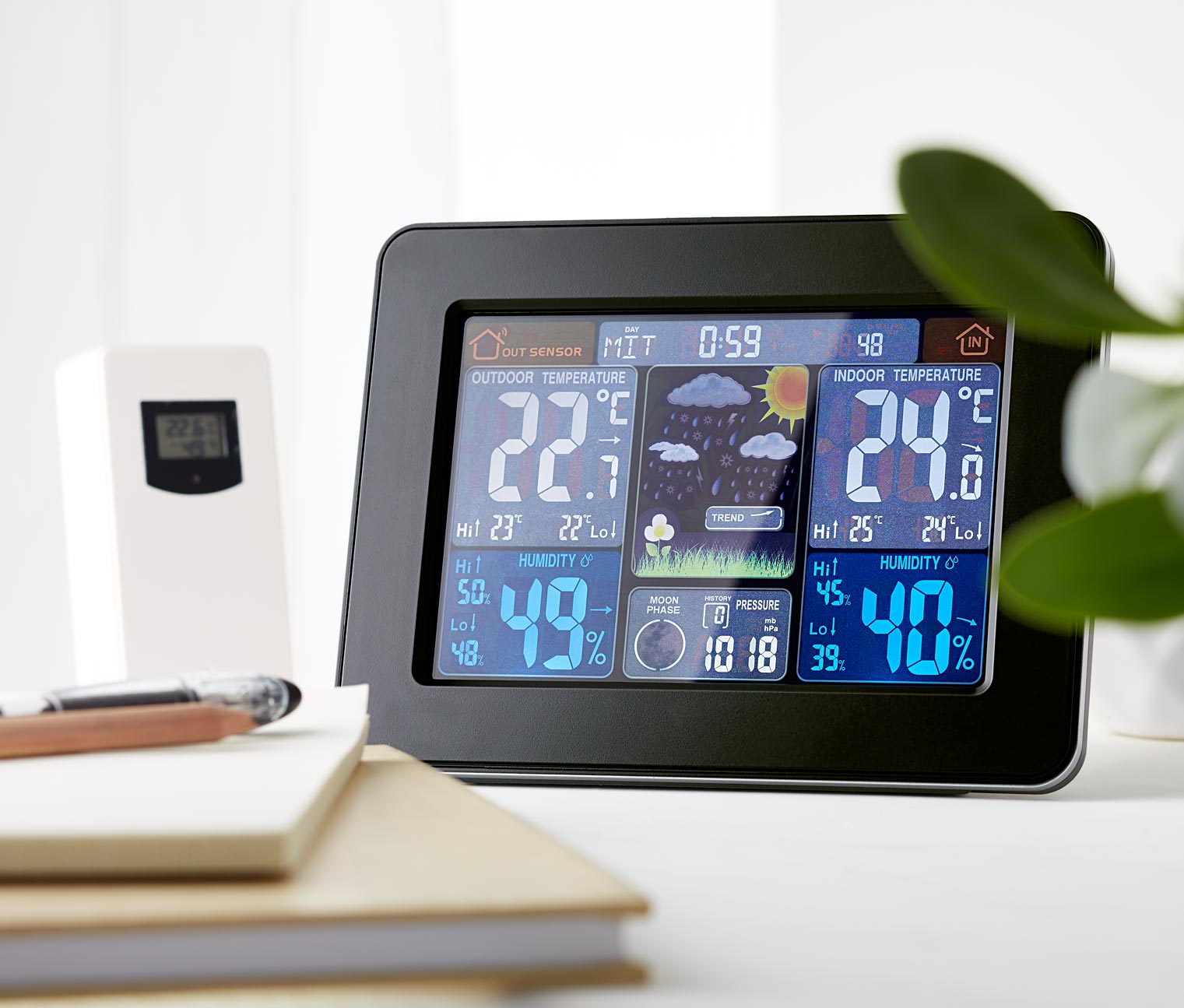 Funk-Wetterstation mit LED-Farbdisplay Funk-Wetterstation mit LED-Farbdisplay
