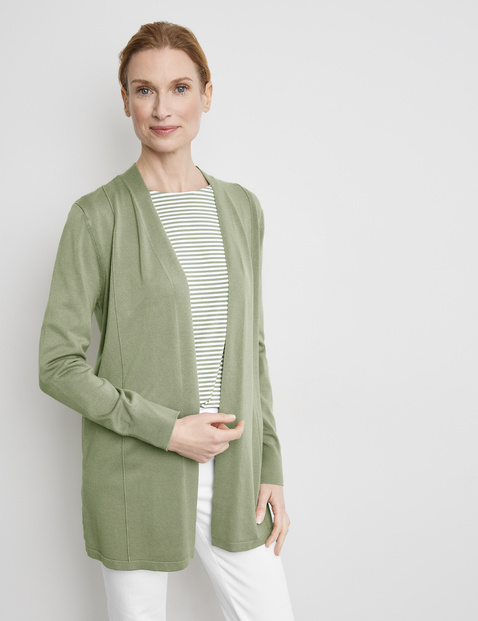 GERRY WEBER Damen Offene Strickjacke 76cm Langarm Offener Kragen Viskose Grün von Gerry Weber