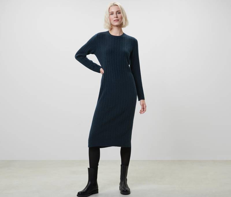 Geripptes Strickkleid, dunkelblau