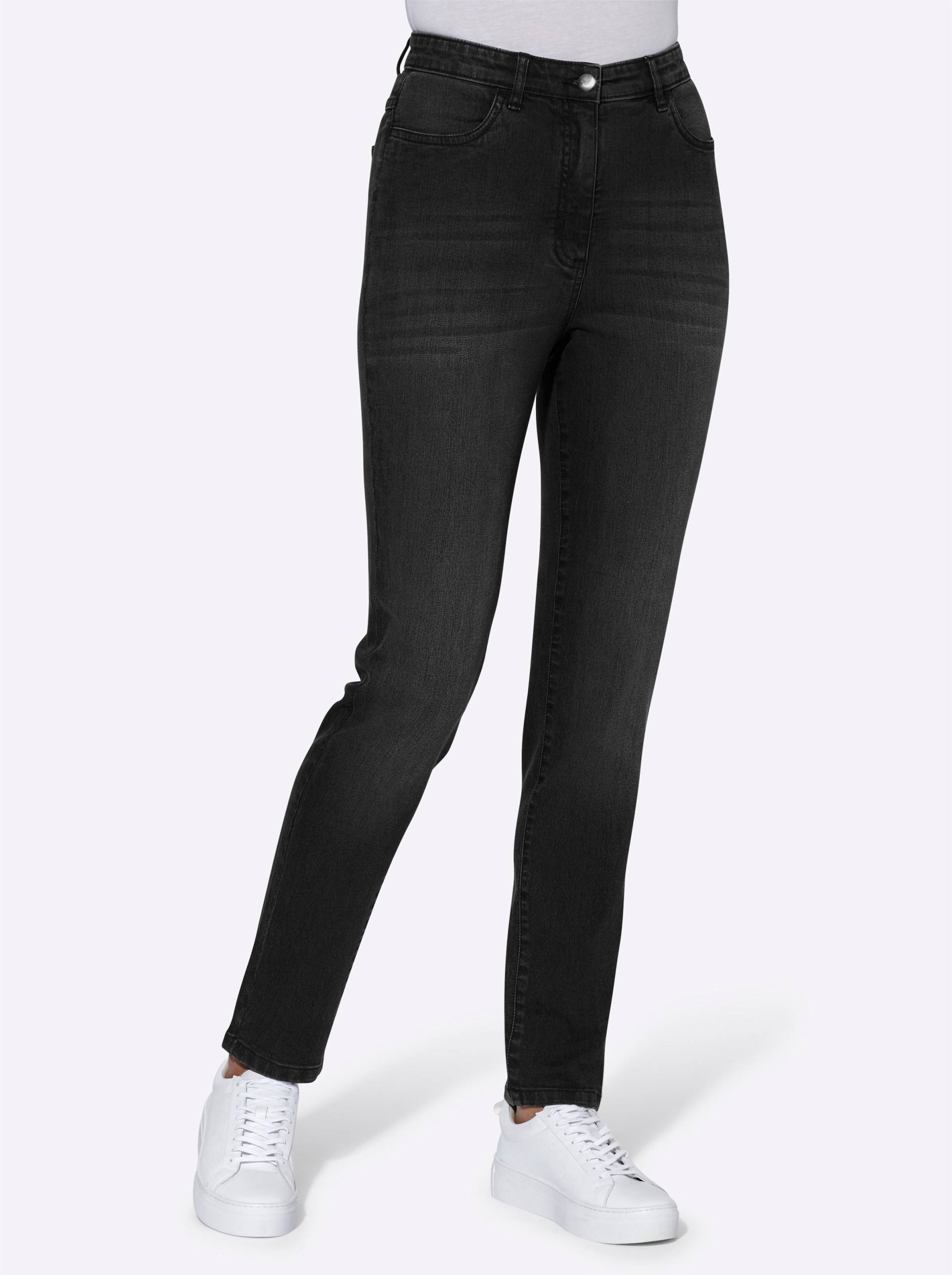 High-waist-Jeans in black denim von heine