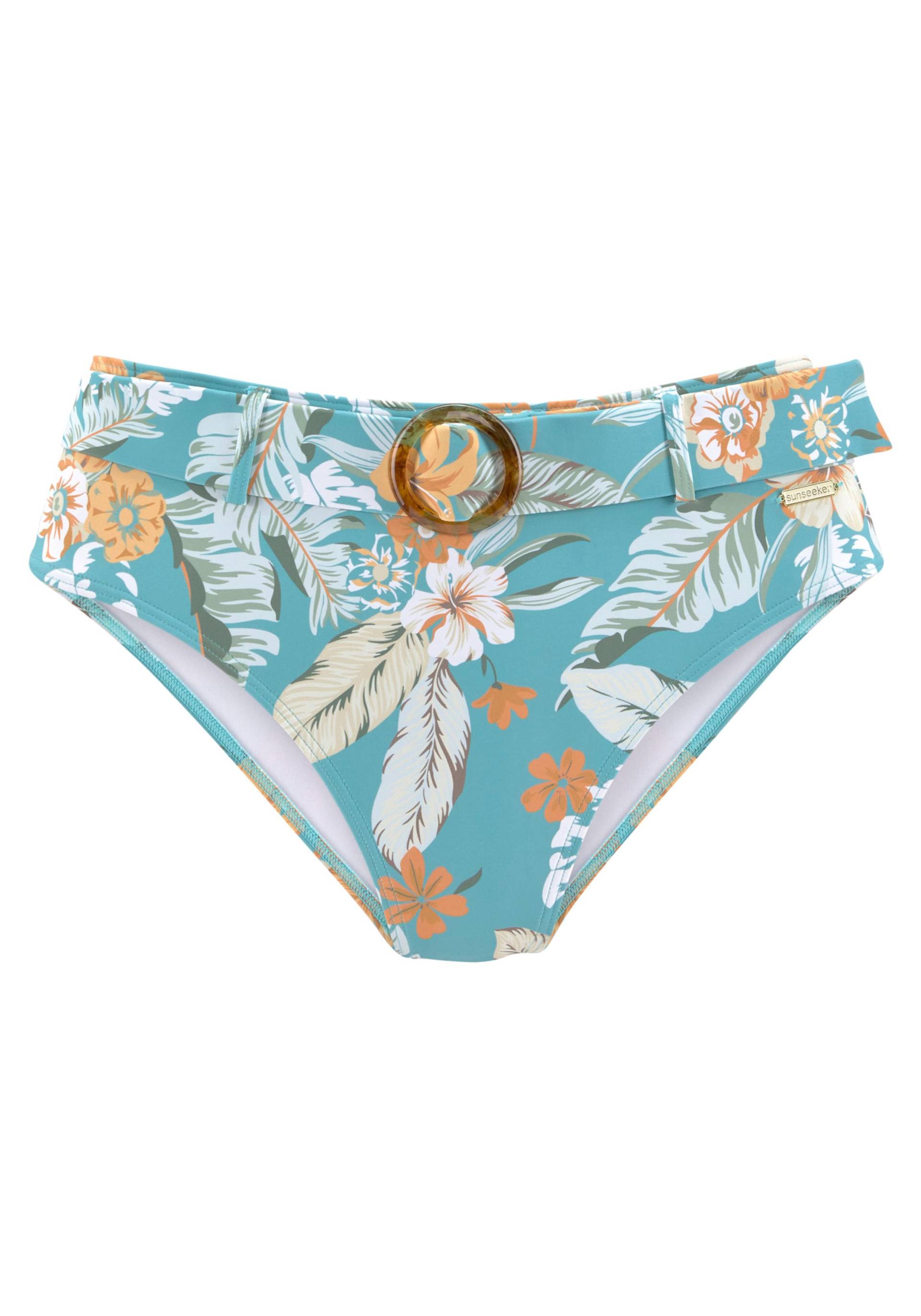 Highwaist-Bikini-Hose in aquablau-bedruckt von Sunseeker
