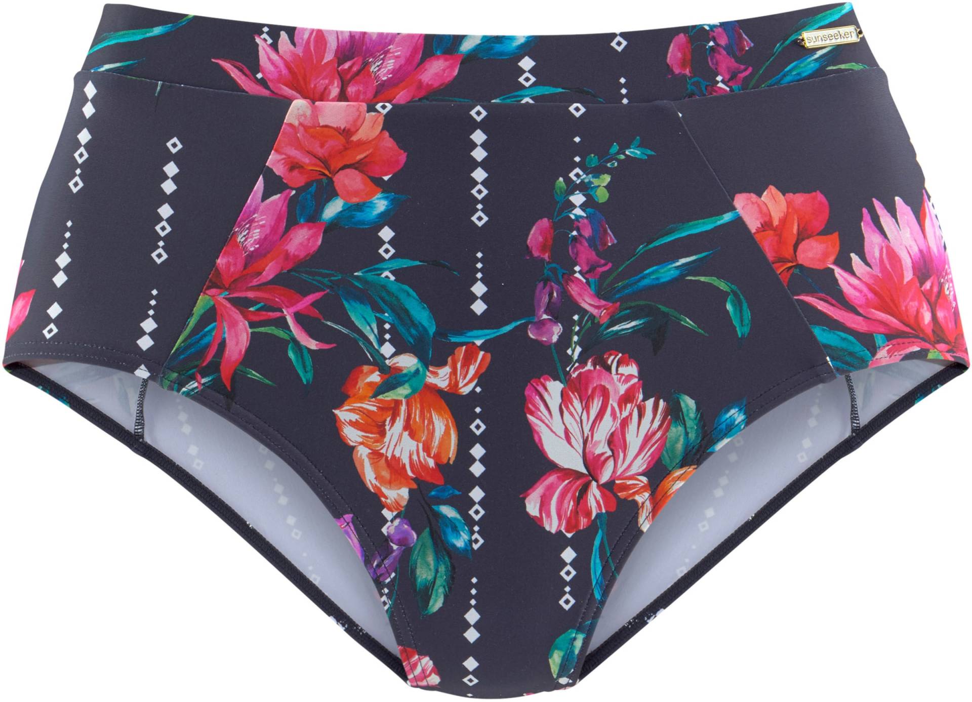 Highwaist-Bikini-Hose in marine-bedruckt von Sunseeker