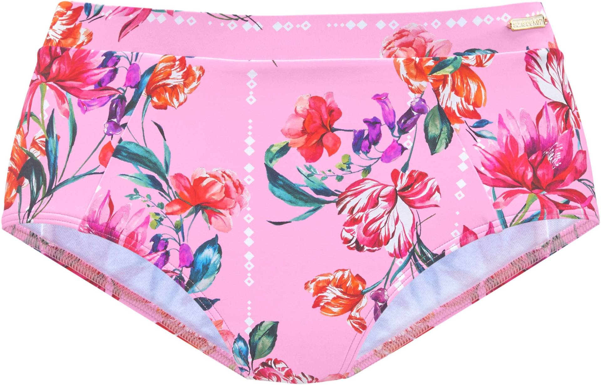 Highwaist-Bikini-Hose in rosa-bedruckt von Sunseeker