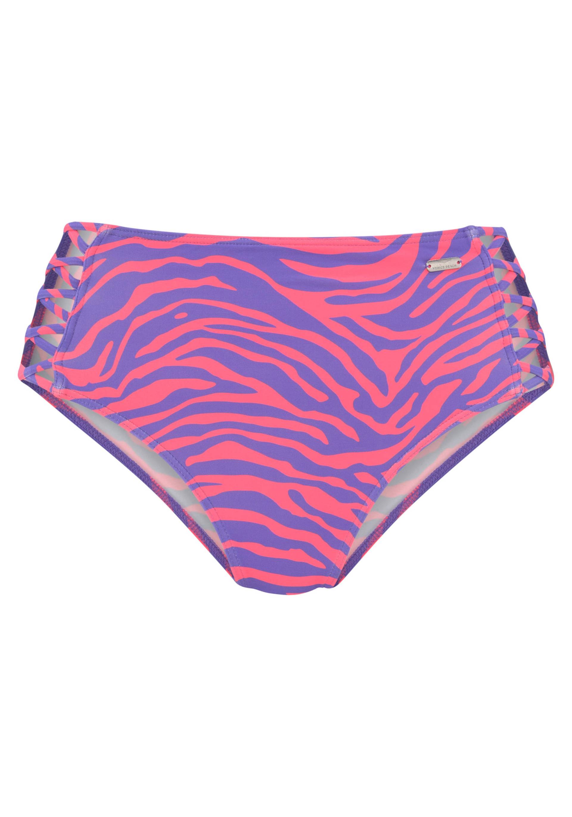 Highwaist-Bikini-Hose in violett-koralle von Venice Beach