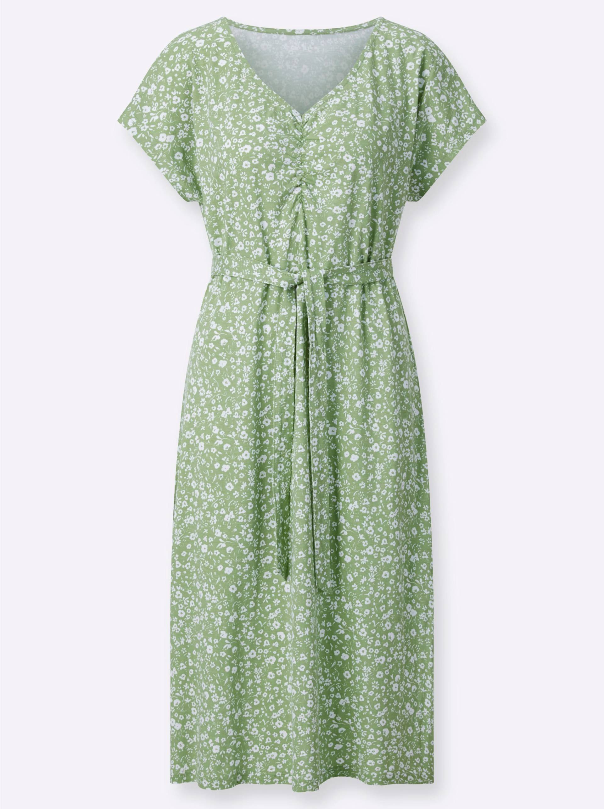 Jersey-Kleid in eucalyptus-weiss-bedruckt von heine