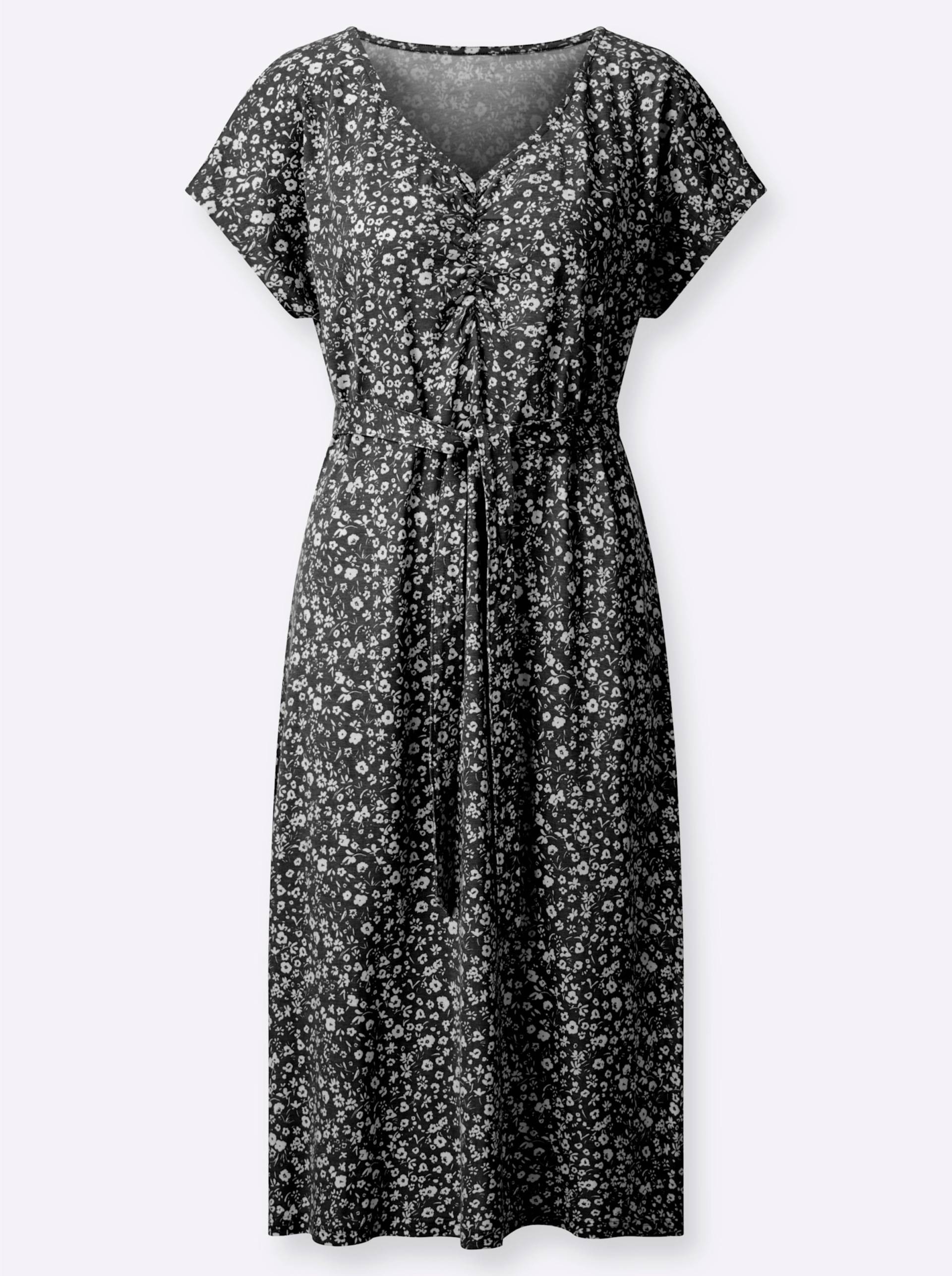 Jersey-Kleid in schwarz-weiss-bedruckt von heine