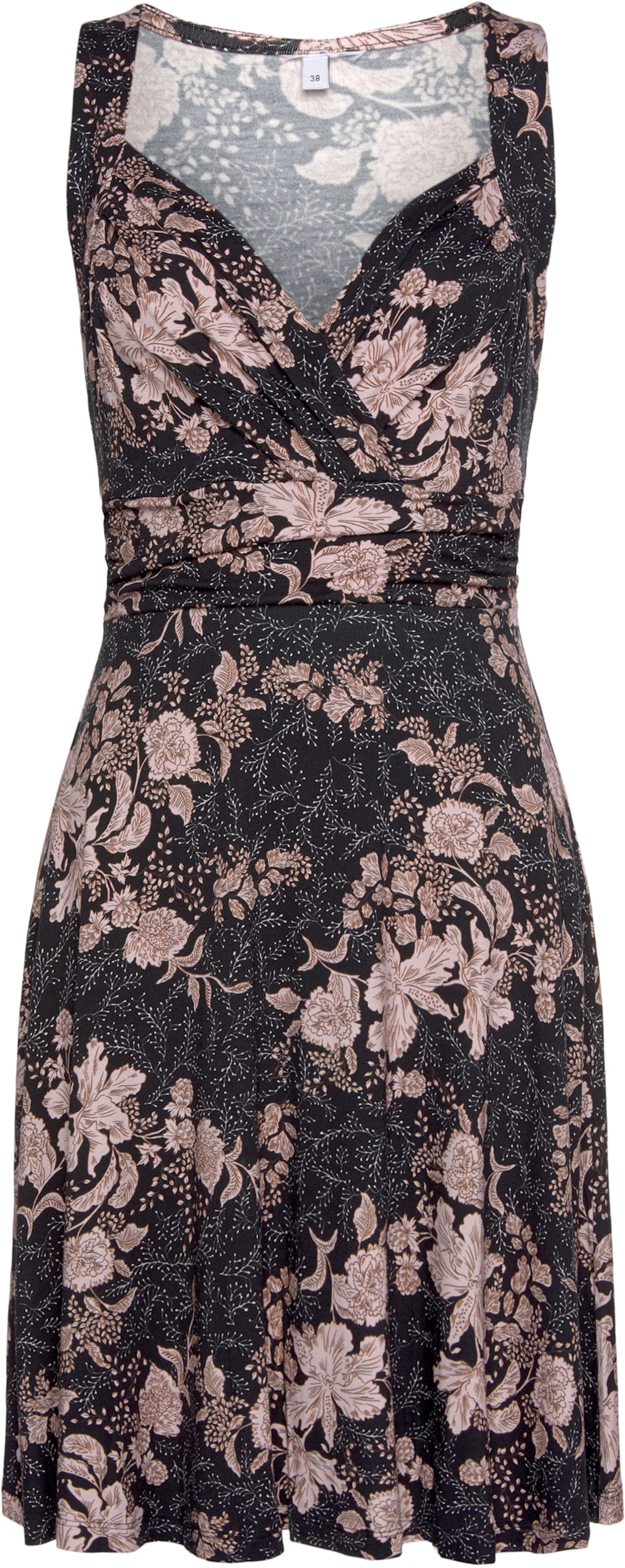 Jerseykleid in schwarz-rose-bedruckt von Vivance