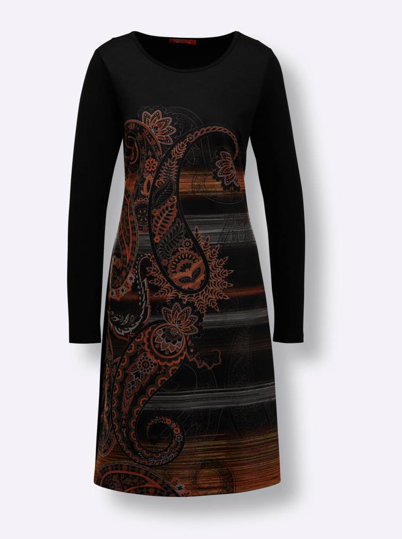 Jerseykleid in schwarz-terra-bedruckt von CREATION L PREMIUM