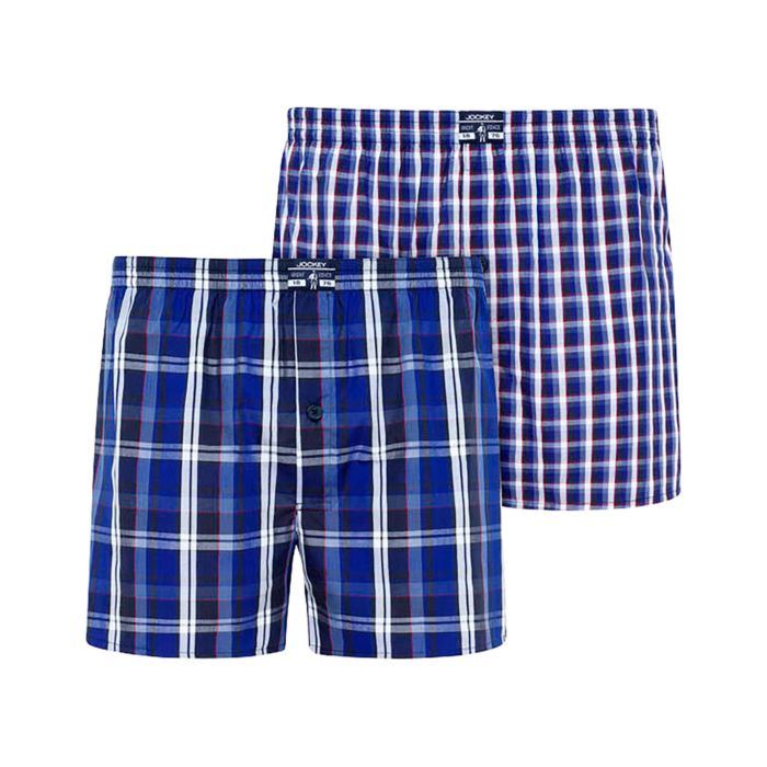Jockey Webboxer-Shorts im DUO-Pack, blau, XL von Jockey