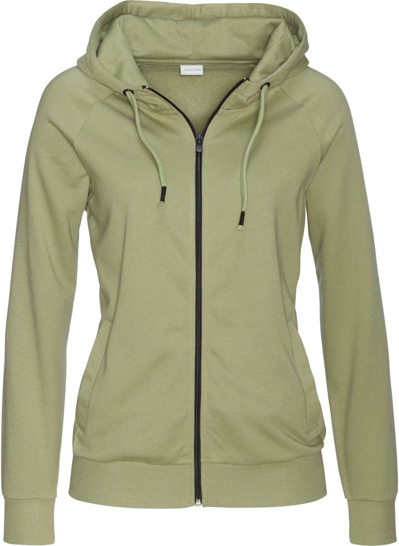 Kapuzensweatjacke in khaki von LASCANA