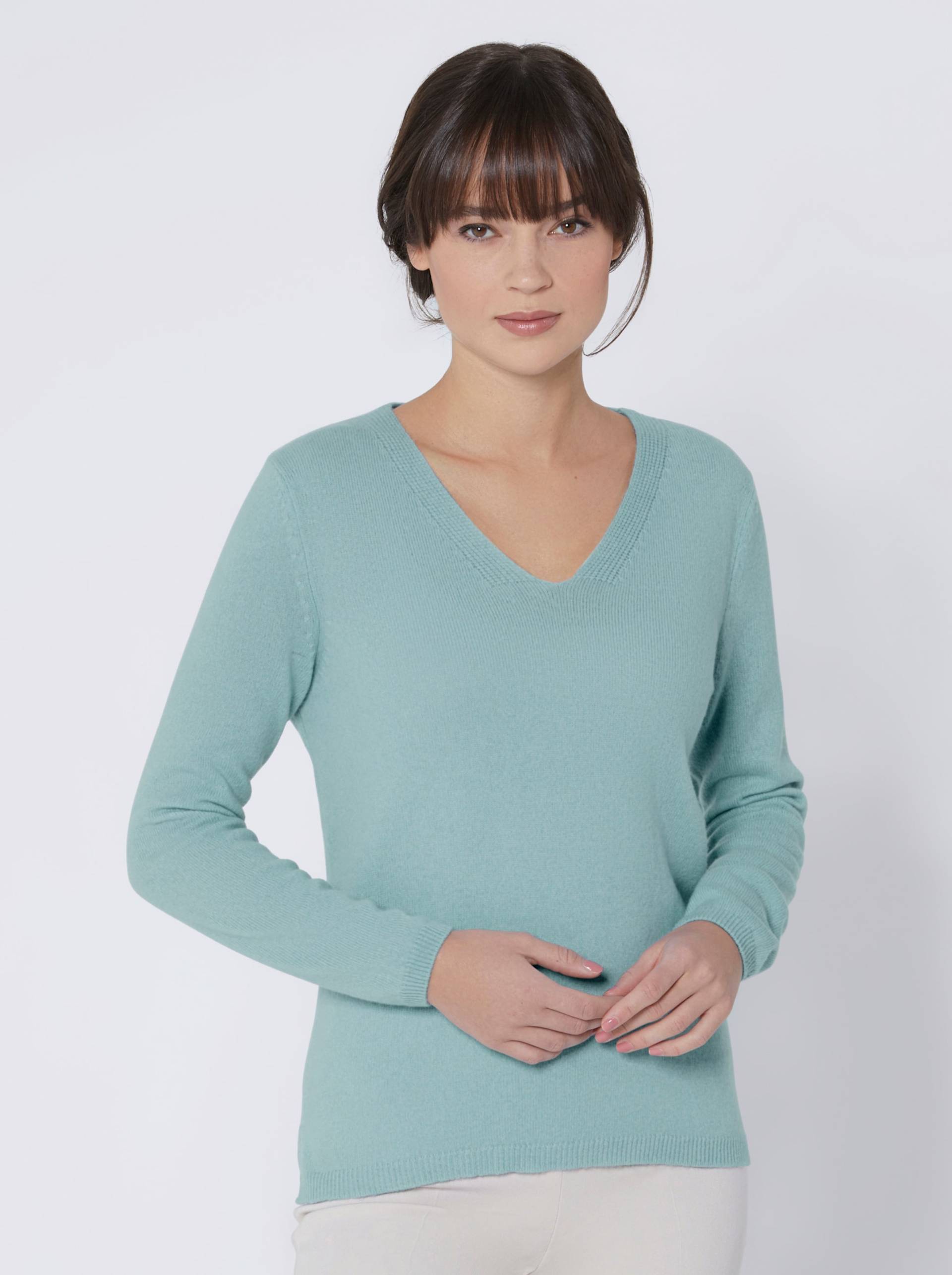 Kaschmir-Pullover in aqua-meliert von CREATION L PREMIUM