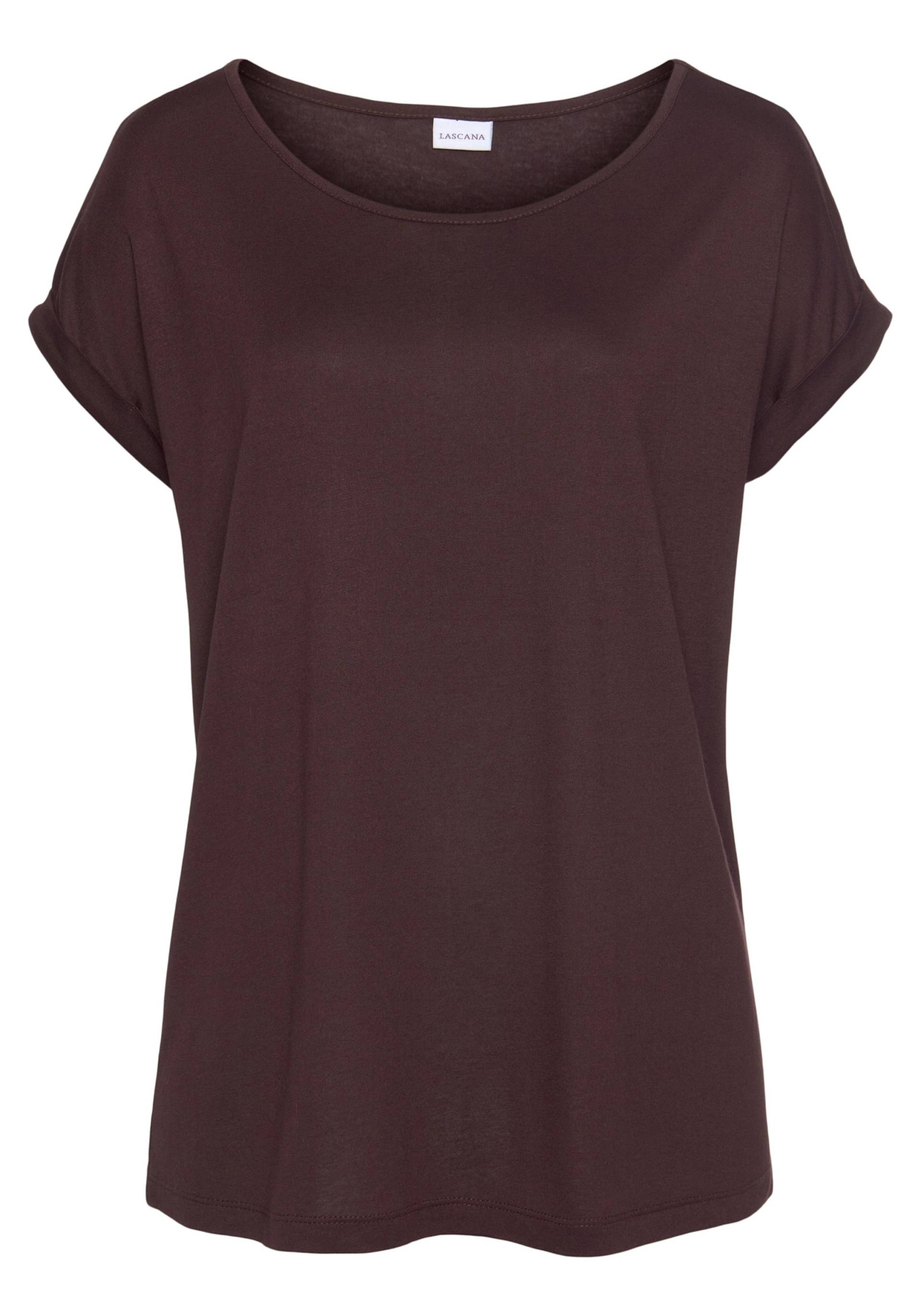 Kurzarmshirt in aubergine von LASCANA