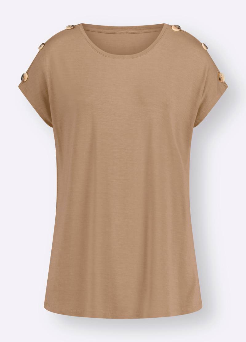 Kurzarmshirt in camel von heine