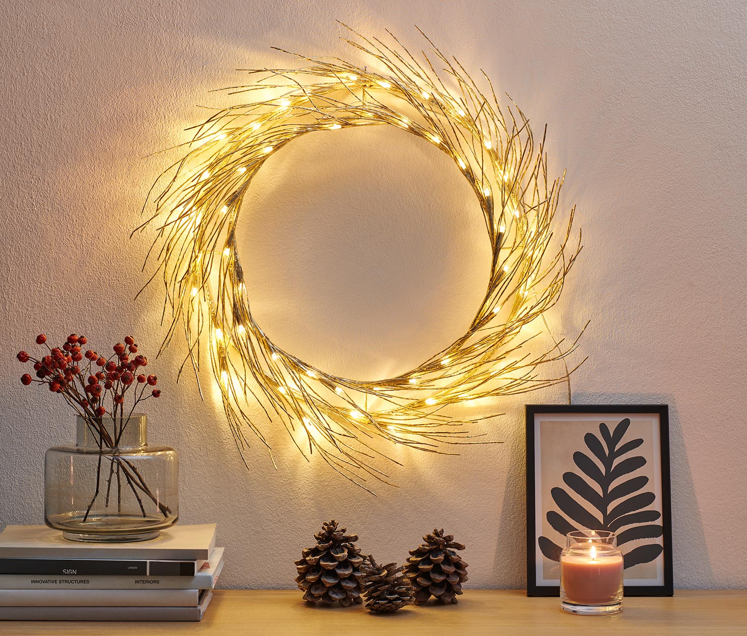 LED-Lichterkranz, goldfarben LED-Lichterkranz, goldfarben