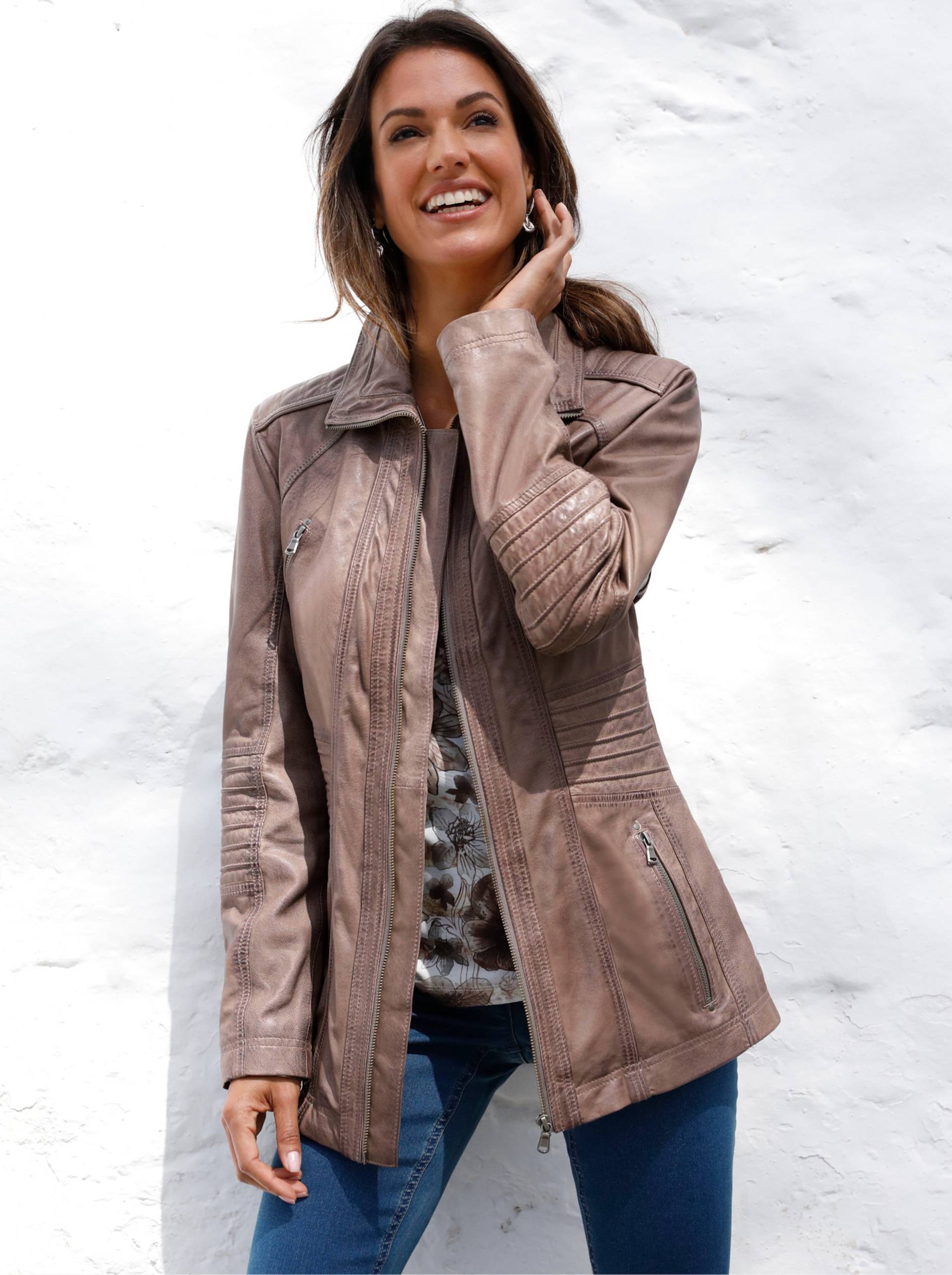 Lederjacke in taupe von heine