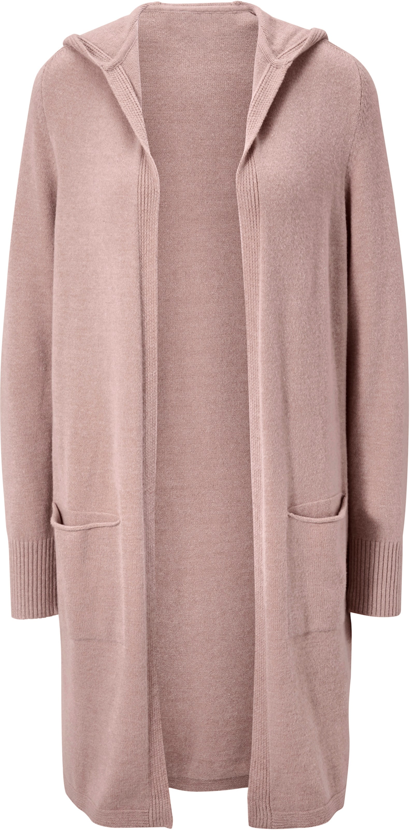 Long-Strickjacke in rosé von heine