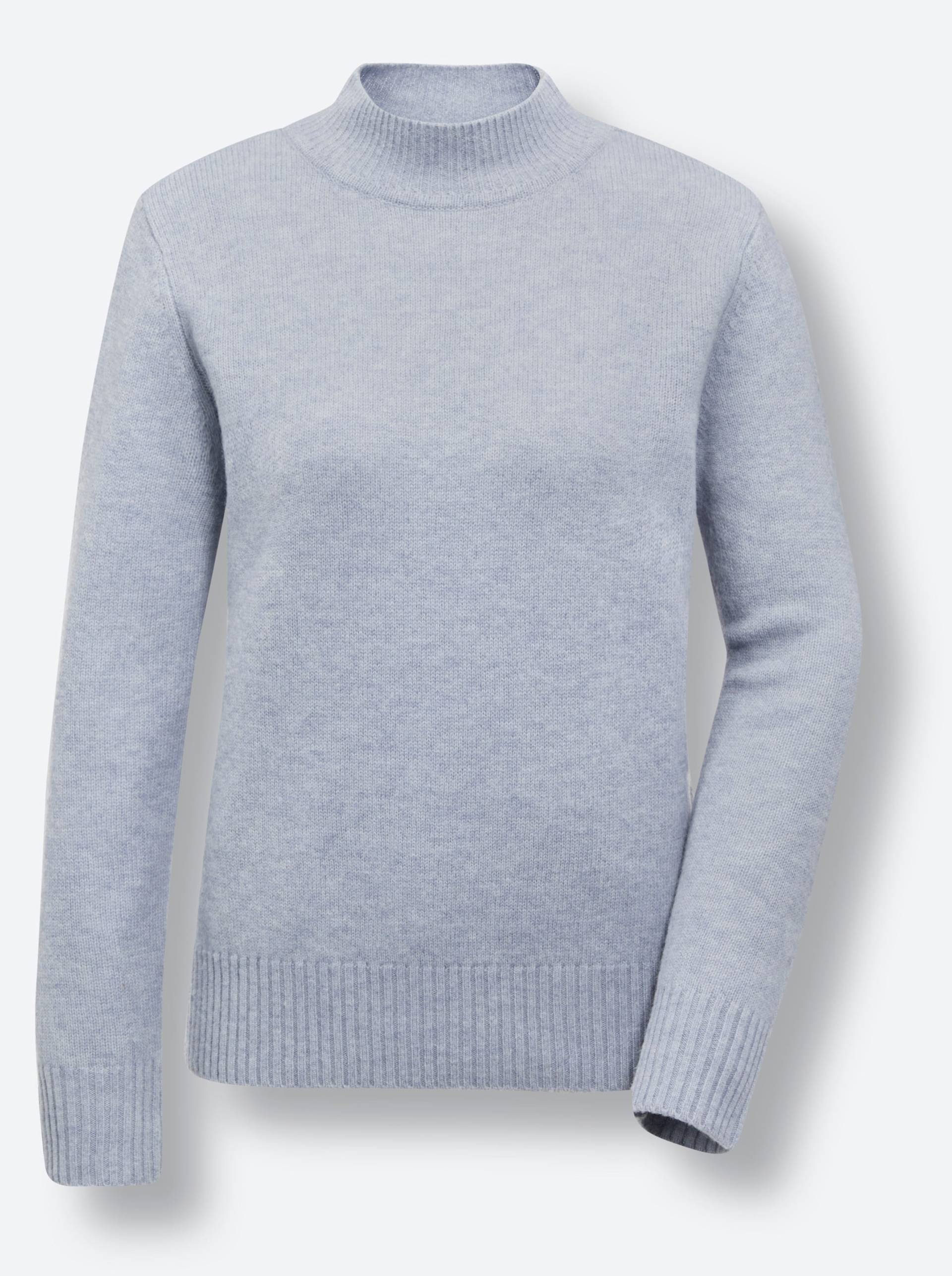 Merino-Kaschmir-Pullover in bleu-meliert von CREATION L PREMIUM