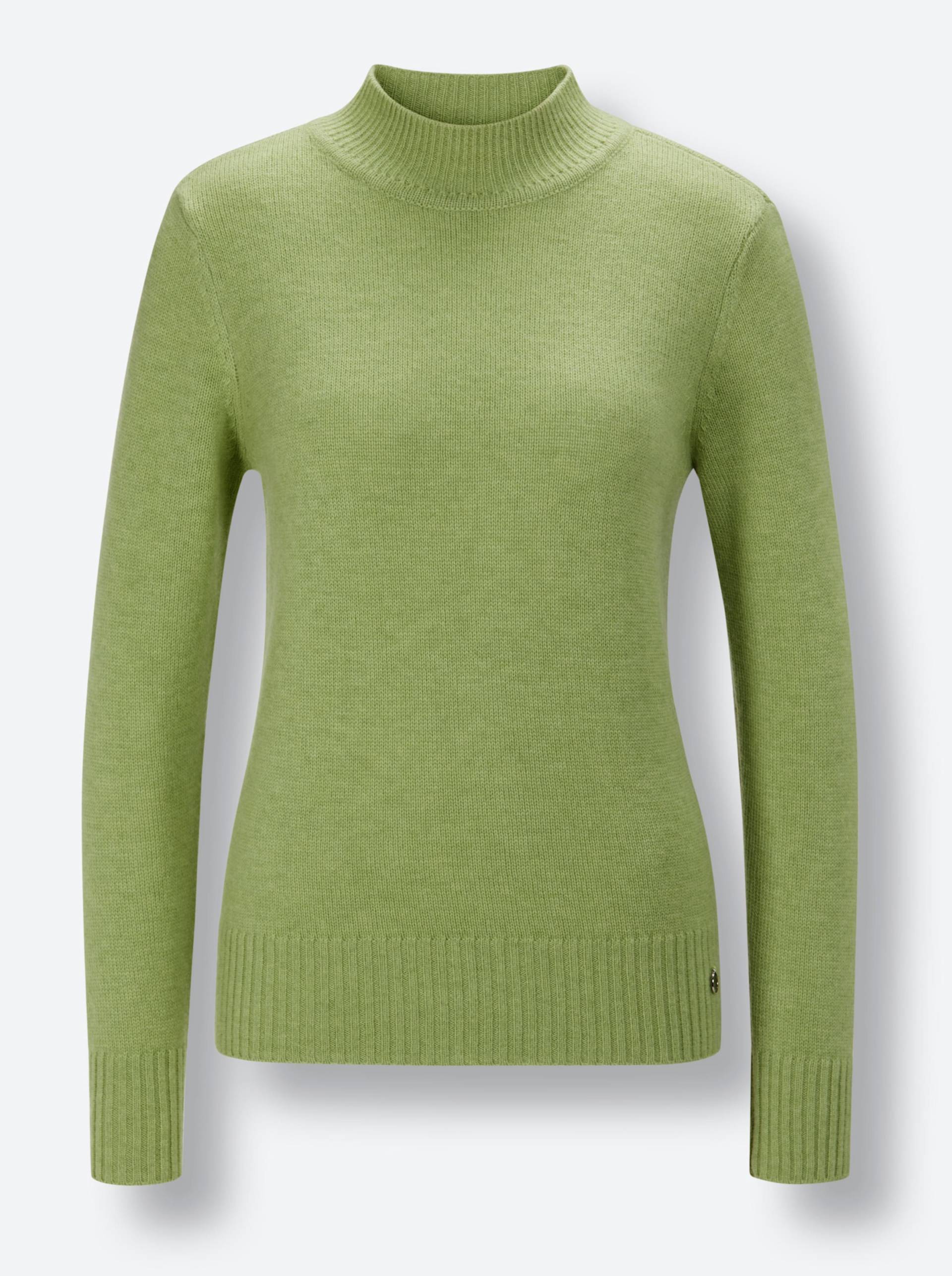 Merino-Kaschmir-Pullover in kiwi-meliert von CREATION L PREMIUM