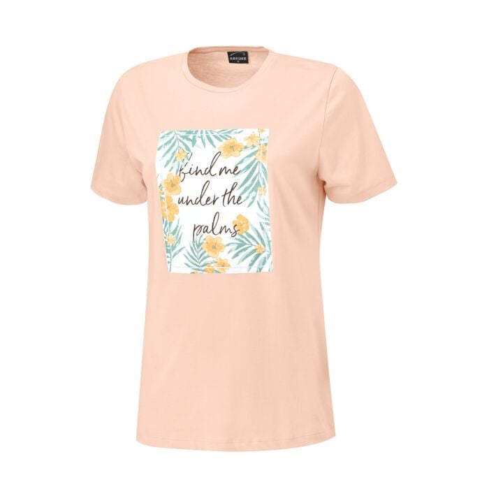 Mix & Match Pyjama Frontprint T-Shirt kurzarm, rosa von Artime