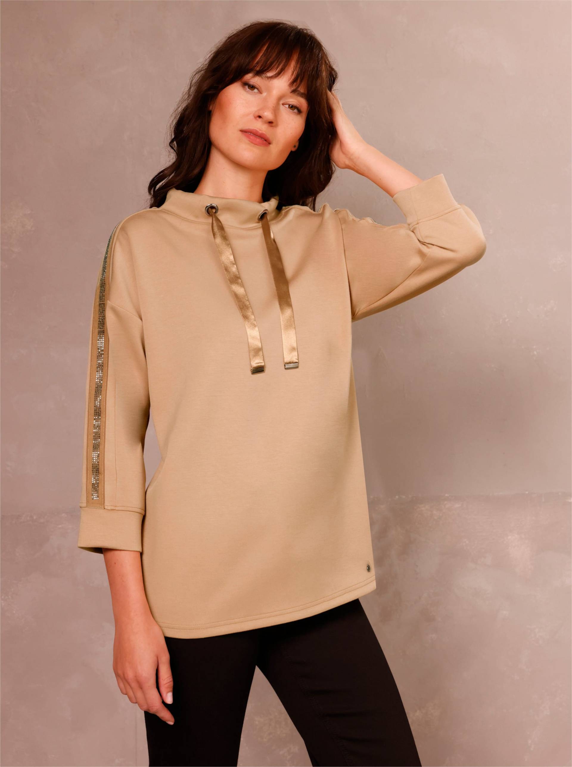 Modal-Polyester-Shirt in camel von CREATION L PREMIUM