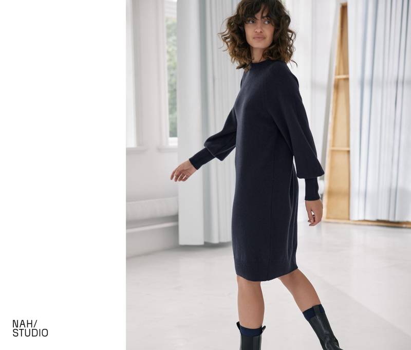 NAH/STUDIO Strickkleid | nachhaltige Merinowolle, navy