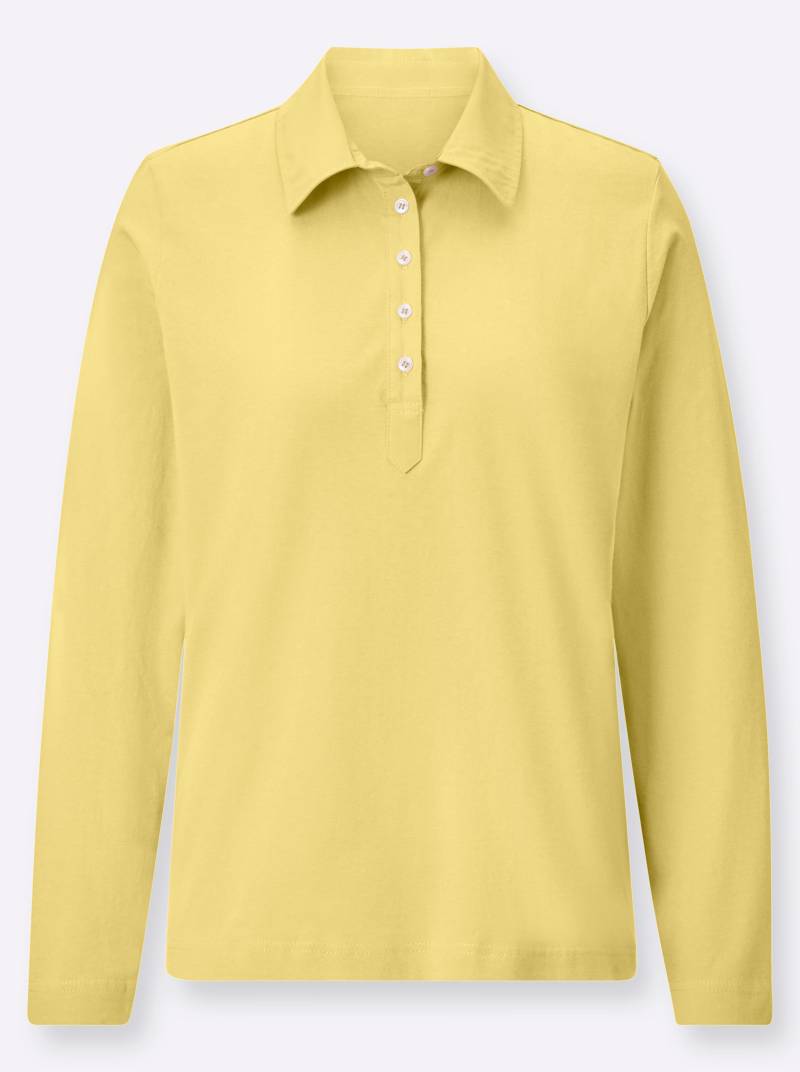 Langarm-Poloshirt in gelb von heine