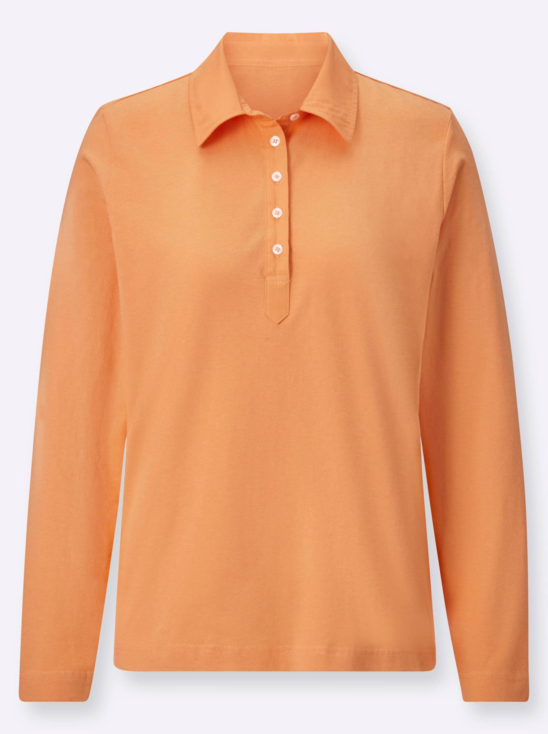 Langarm-Poloshirt in orange von heine