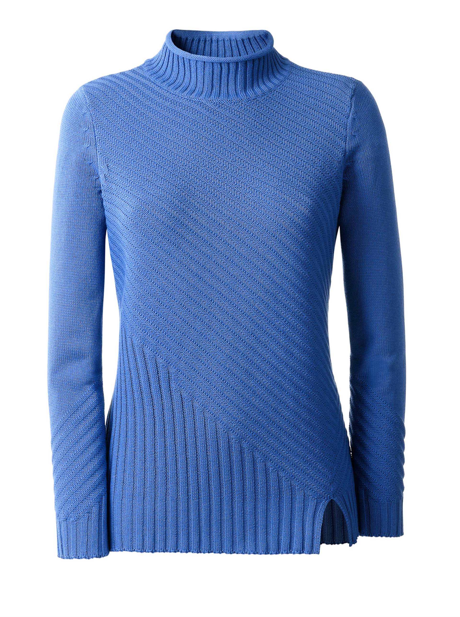 Stehkragenpullover in blau von heine