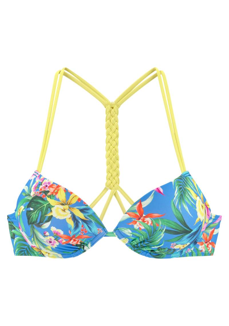 Push-Up-Bikini-Top in blau-bedruckt von Venice Beach