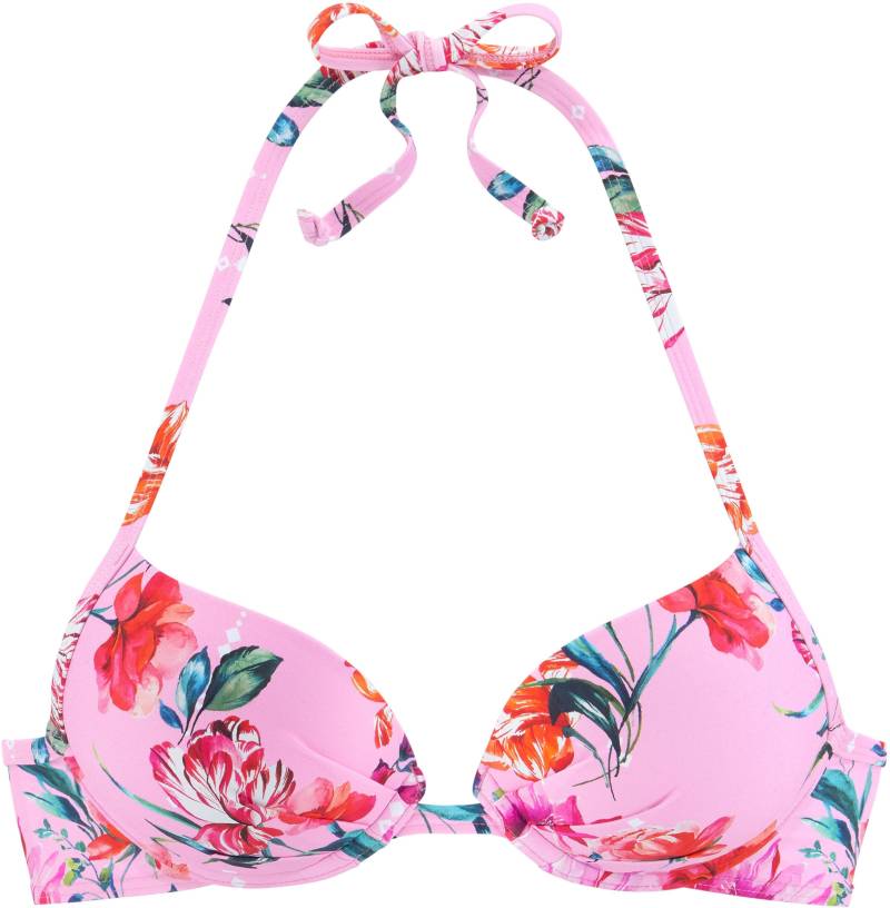 Push-Up-Bikini-Top in rosa-bedruckt von Sunseeker